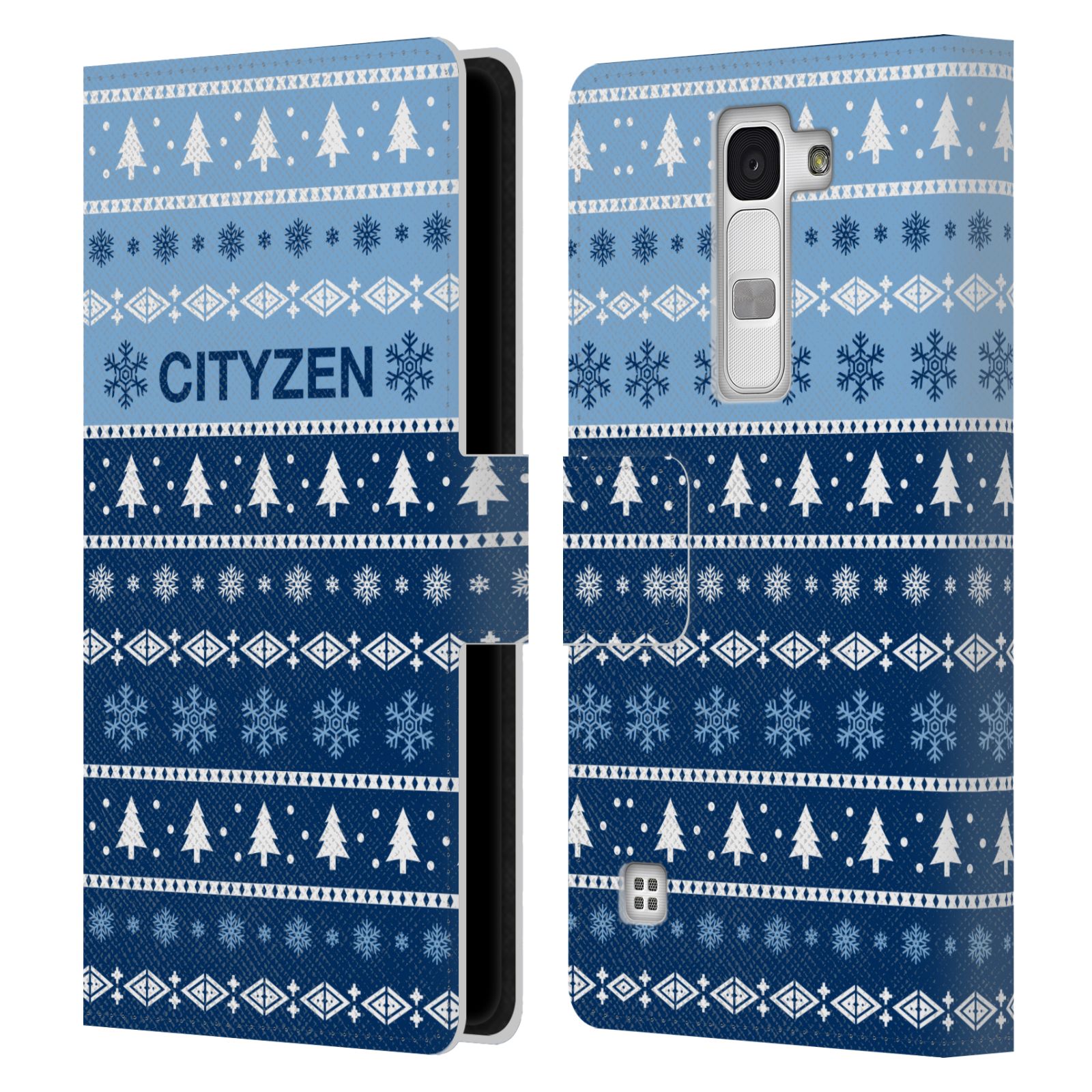 OFFICIAL MANCHESTER CITY MAN CITY FC CHRISTMAS LEATHER BOOK CASE FOR LG PHONES 2 - Picture 6 of 10