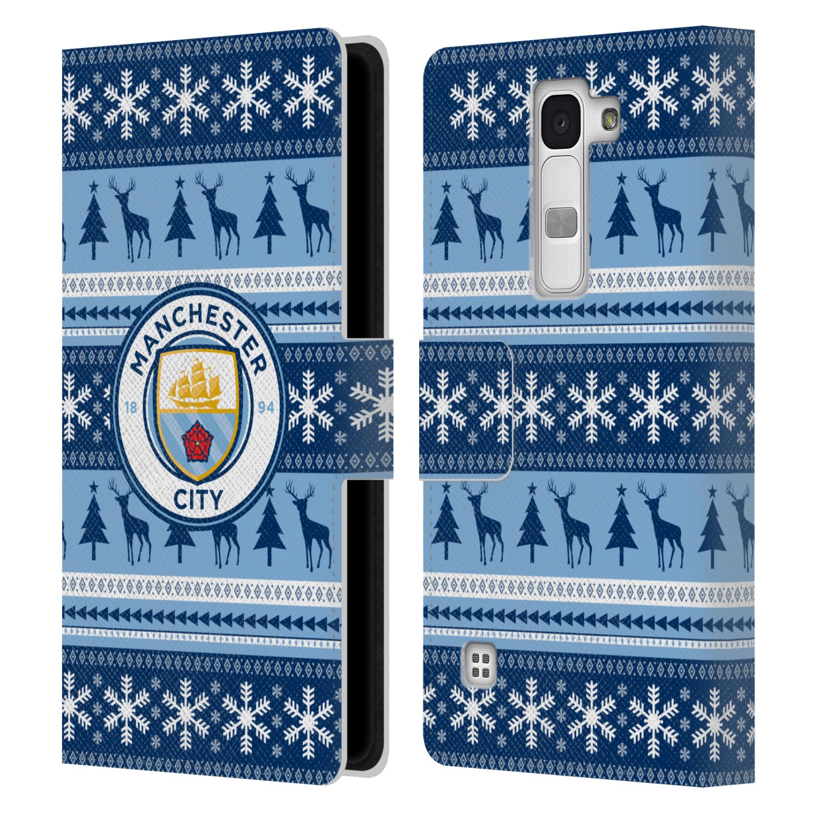 OFFICIAL MANCHESTER CITY MAN CITY FC CHRISTMAS LEATHER BOOK CASE FOR LG PHONES 2 - Picture 8 of 10