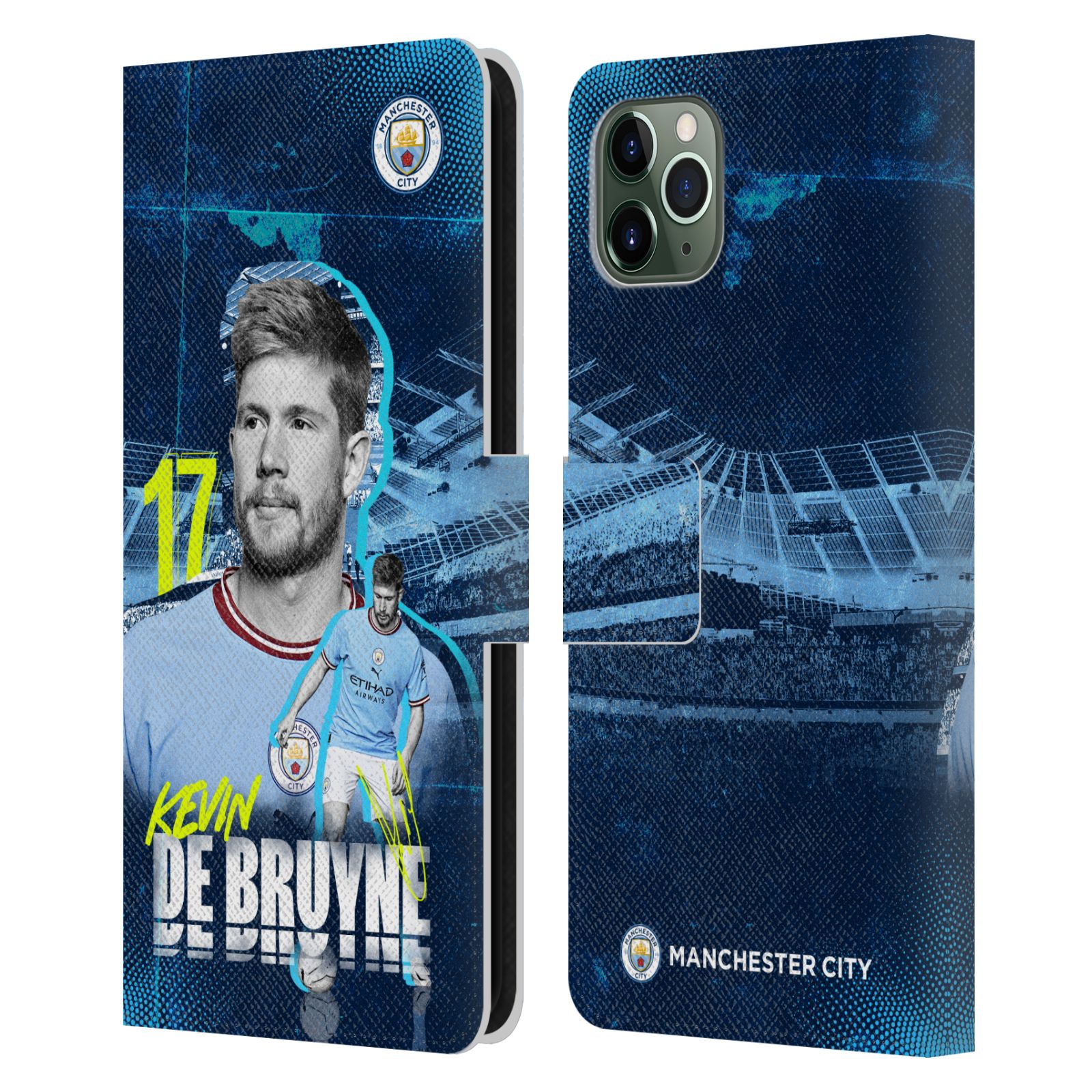 MAN CITY FC 2022/23 PREMIÈRE ÉQUIPE ÉTUI COQUE EN CUIR POUR APPLE iPHONE - Photo 9 sur 11