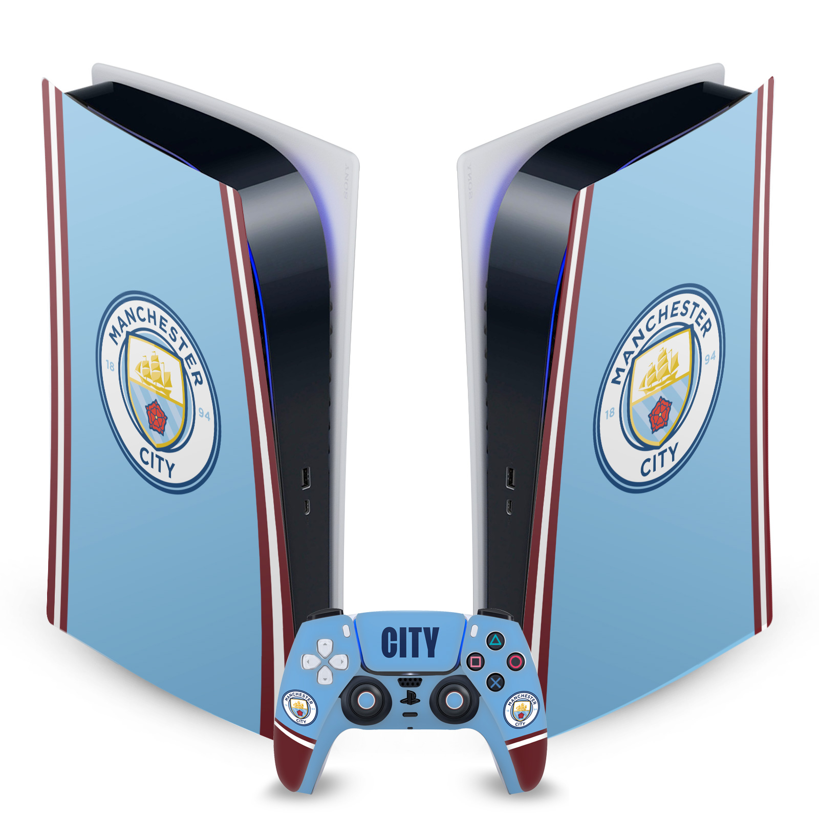 MAN CITY FC LOGO ART VINYL SKIN DECAL FOR SONY PS5 DIGITAL EDITION BUNDLE