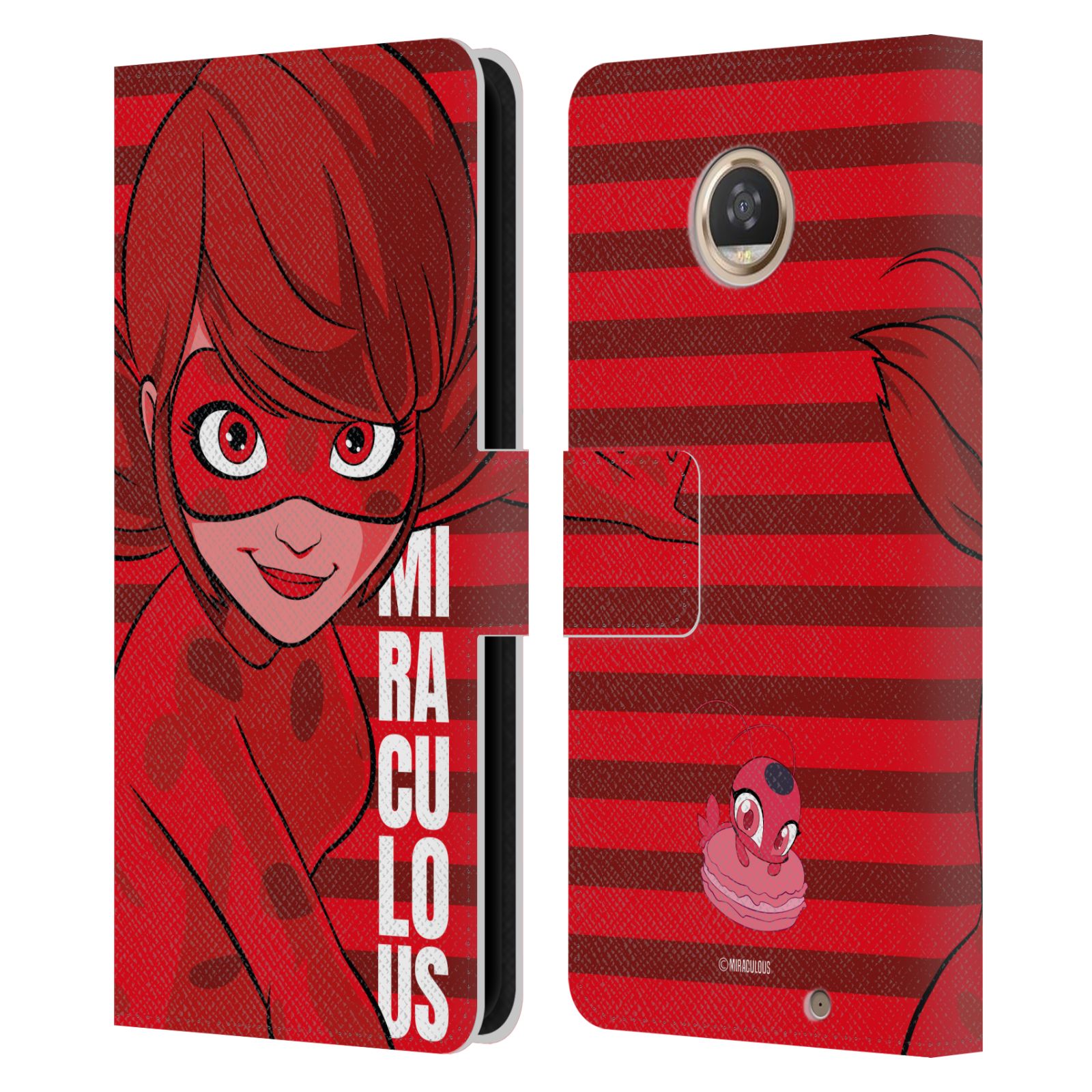 OFFICIAL MIRACULOUS LADYBUG RADIANT RED LEATHER BOOK CASE FOR MOTOROLA PHONES 2