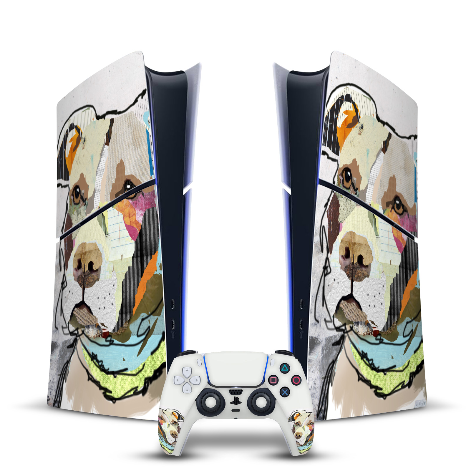 MICHEL KECK ART MIX VINYL SKIN DECAL FOR PS5 SLIM DIGITAL CONSOLE & CONTROLLER