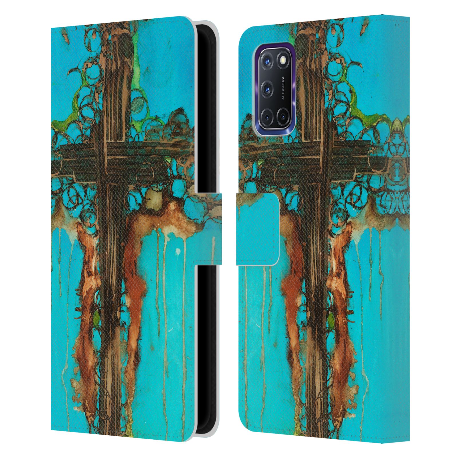 OFFICIAL MICHEL KECK RELIGIOUS ABSTRACT LEATHER BOOK WALLET CASE FOR OPPO PHONES