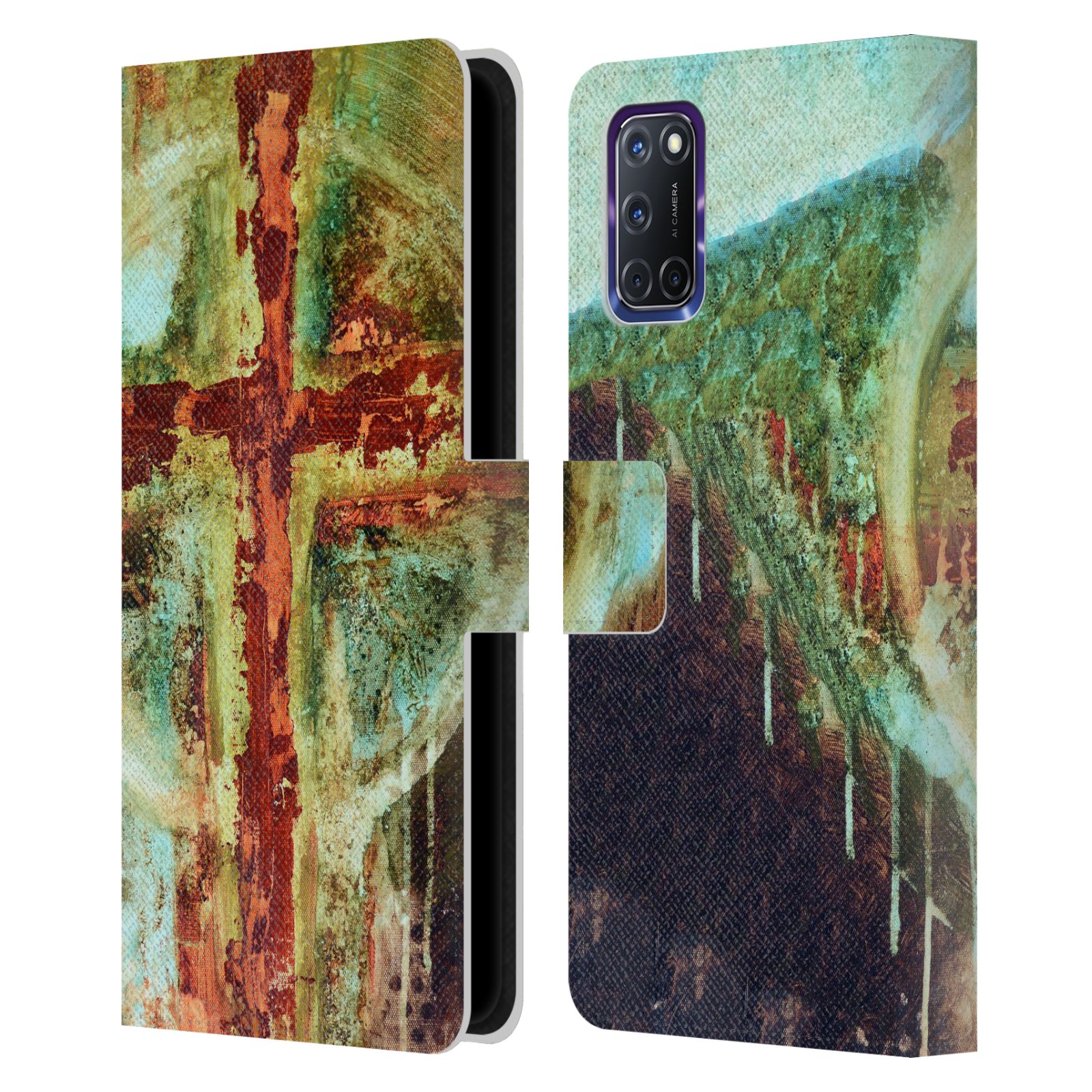 OFFICIAL MICHEL KECK RELIGIOUS ABSTRACT LEATHER BOOK WALLET CASE FOR OPPO PHONES