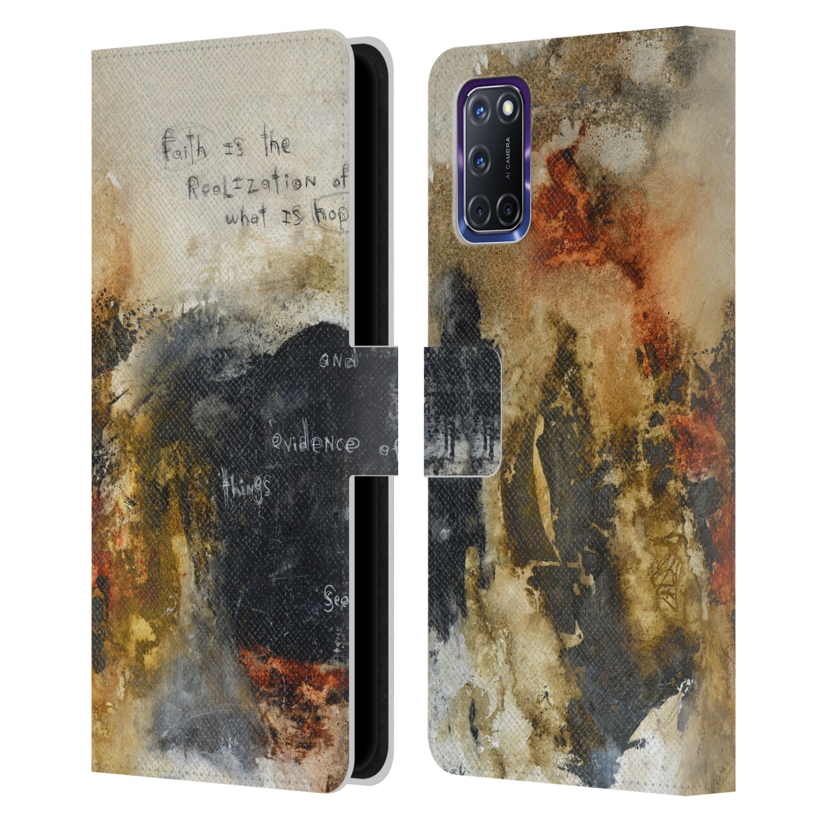 OFFICIAL MICHEL KECK RELIGIOUS ABSTRACT LEATHER BOOK WALLET CASE FOR OPPO PHONES