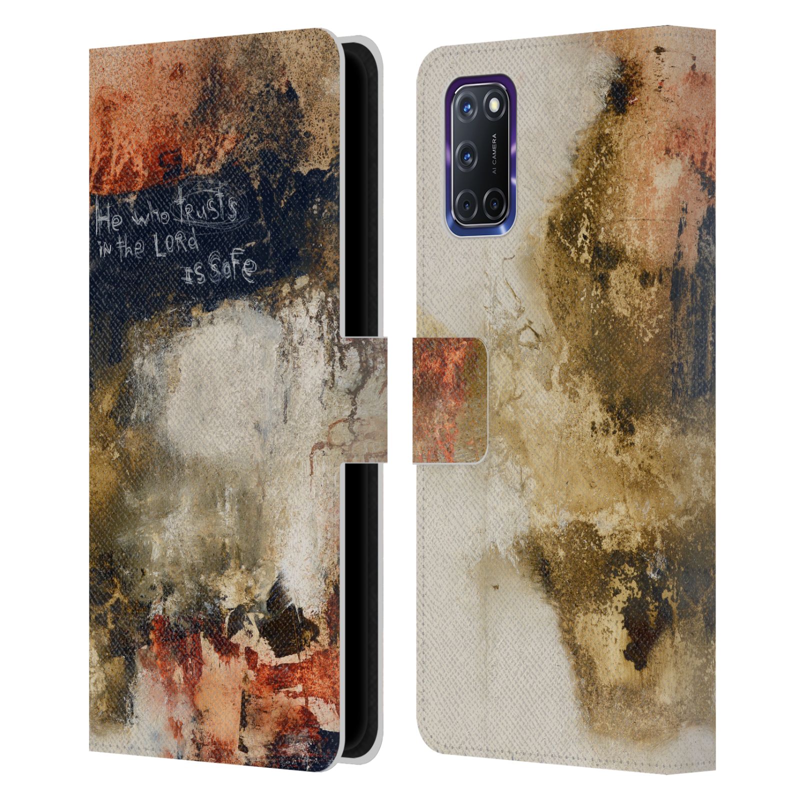 OFFICIAL MICHEL KECK RELIGIOUS ABSTRACT LEATHER BOOK WALLET CASE FOR OPPO PHONES