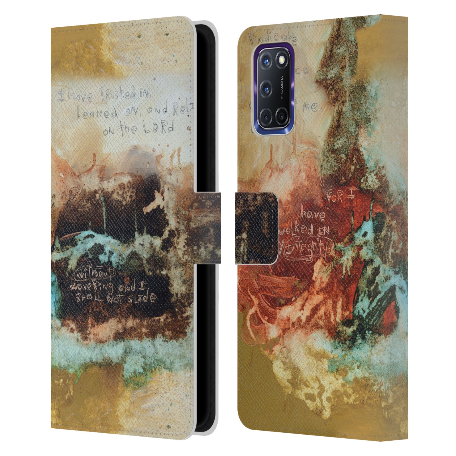 OFFICIAL MICHEL KECK RELIGIOUS ABSTRACT LEATHER BOOK WALLET CASE FOR OPPO PHONES