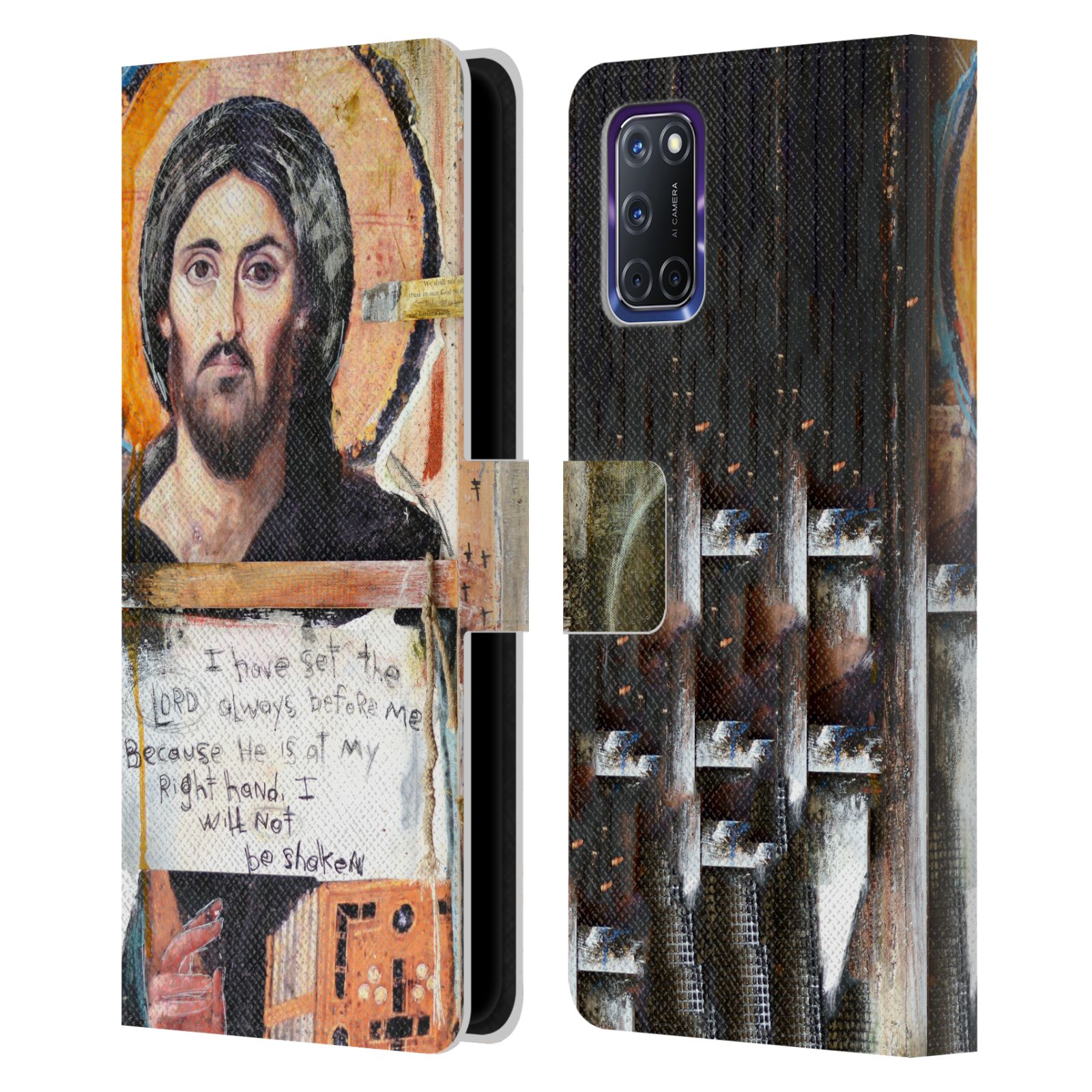 OFFICIAL MICHEL KECK RELIGIOUS ABSTRACT LEATHER BOOK WALLET CASE FOR OPPO PHONES