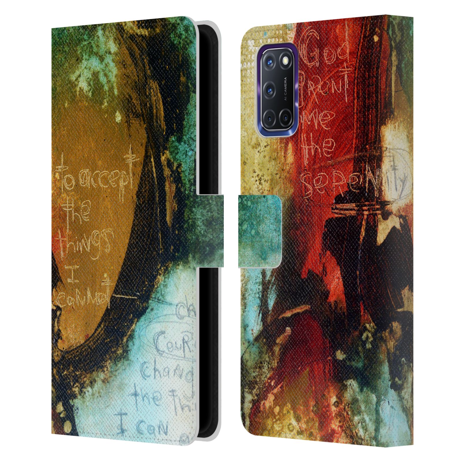 OFFICIAL MICHEL KECK RELIGIOUS ABSTRACT LEATHER BOOK WALLET CASE FOR OPPO PHONES