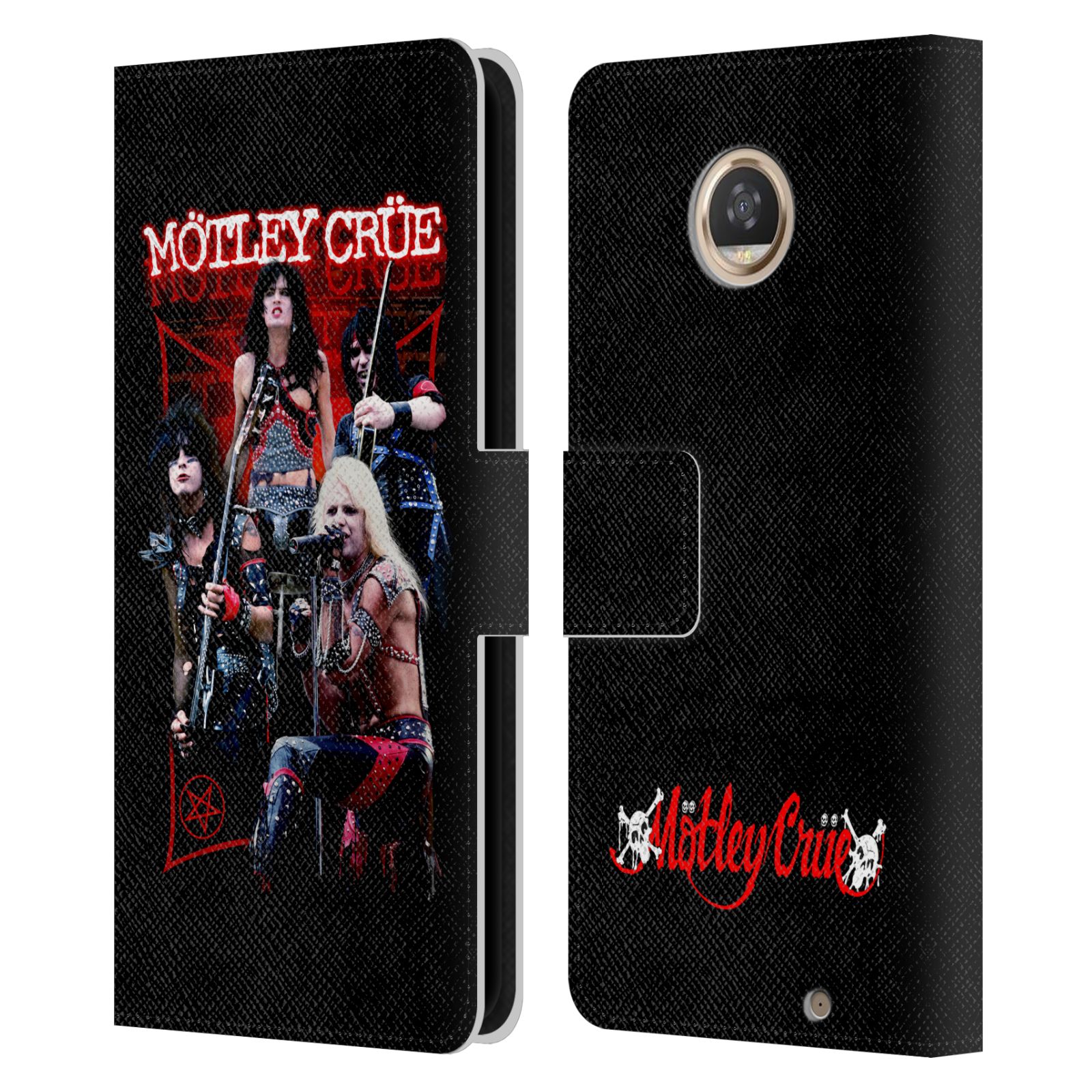 OFFICIAL MOTLEY CRUE TOUR GRAPHICS LEATHER BOOK WALLET CASE FOR MOTOROLA PHONES - Zdjęcie 13 z 15