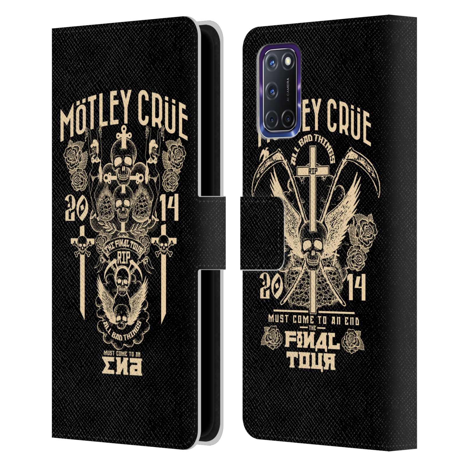 OFFICIAL MOTLEY CRUE TOURS LEATHER BOOK WALLET CASE COVER FOR OPPO PHONES