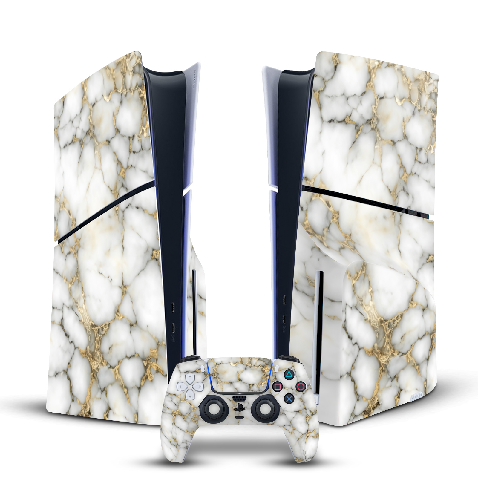 HEAD CASE DESIGNS MARBLE VINYL SKIN DECAL FOR PS5 SLIM DISC CONSOLE & CONTROLLER