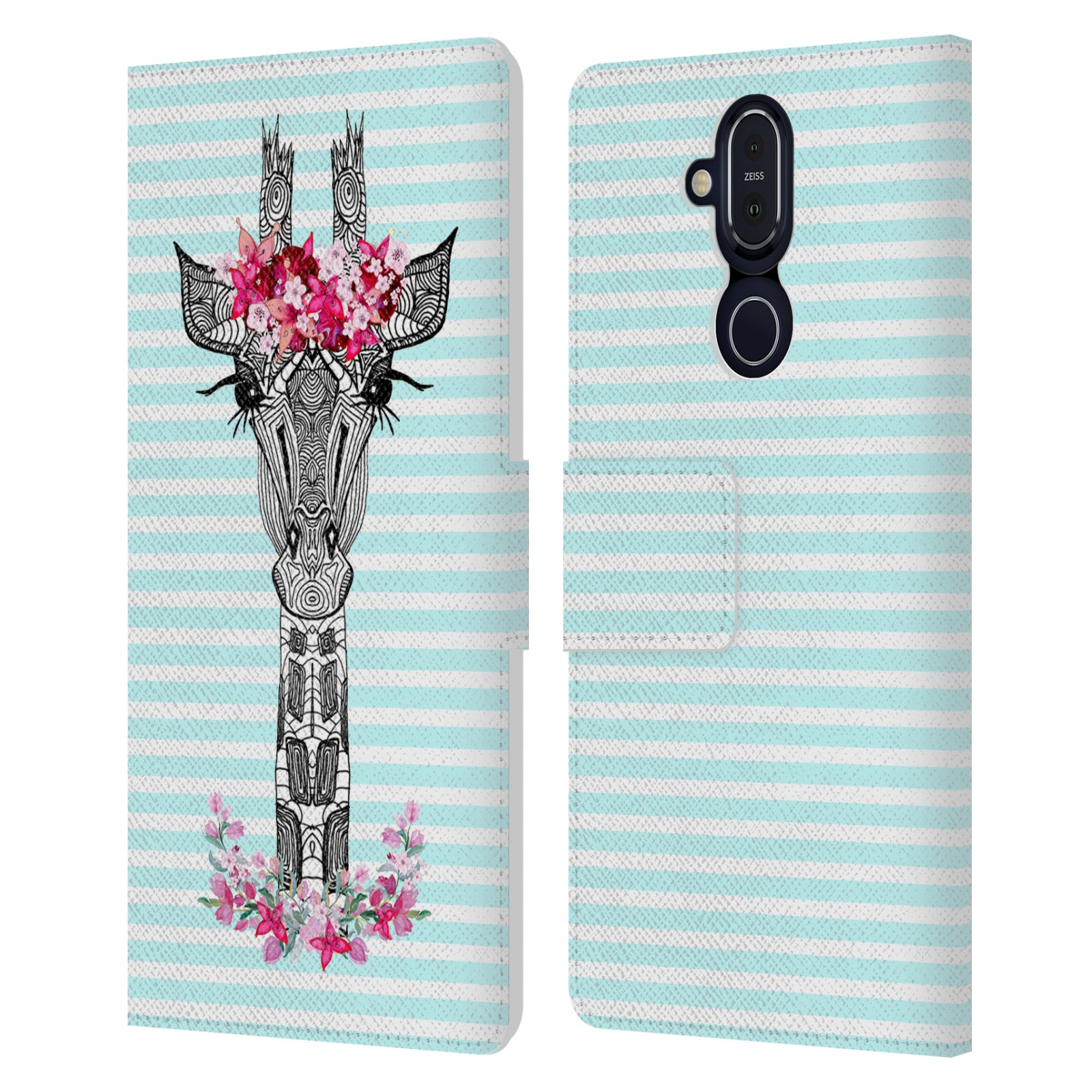OFFICIAL MONIKA STRIGEL GIRAFFE AND STRIPES LEATHER BOOK CASE FOR NOKIA PHONES - Picture 7 of 15