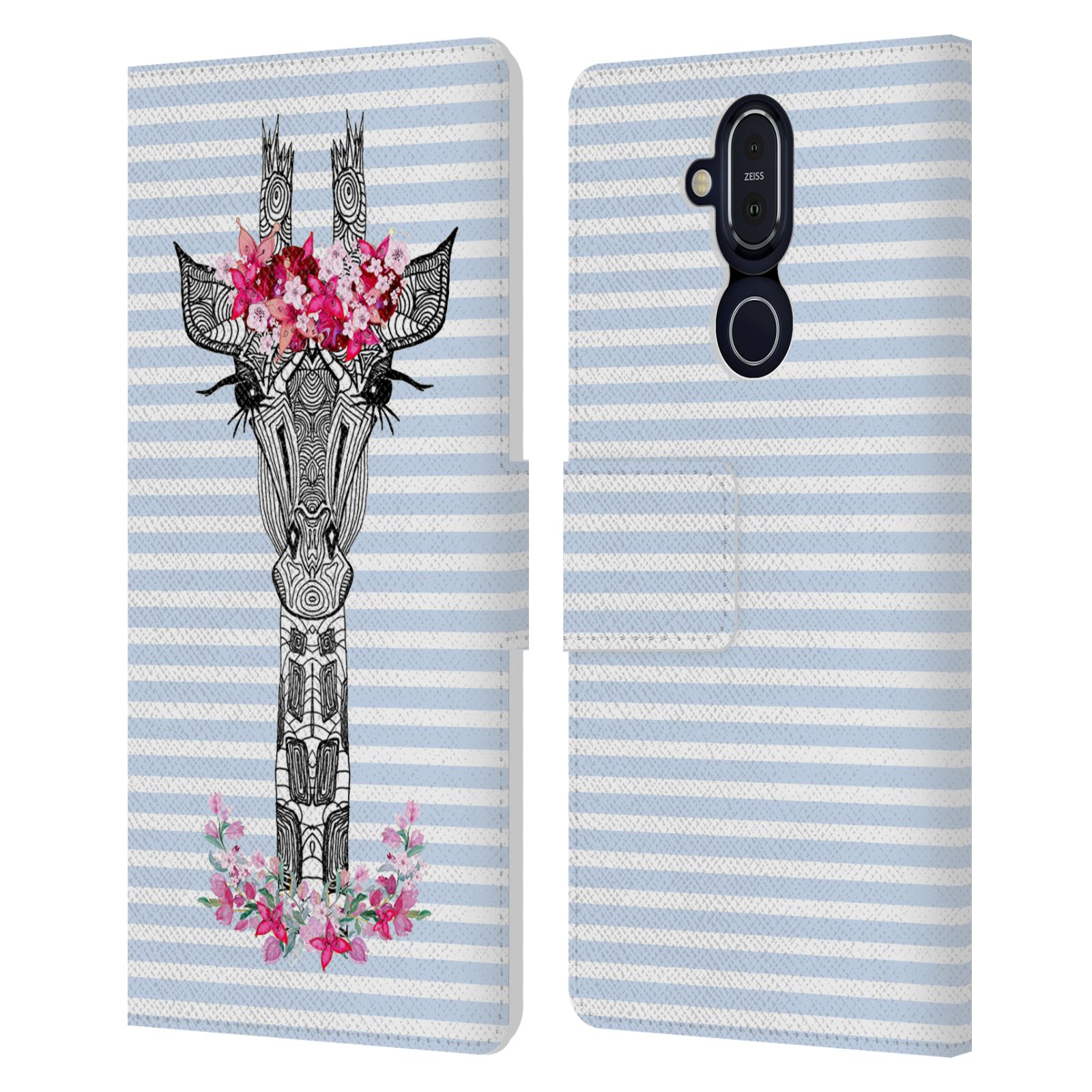 OFFICIAL MONIKA STRIGEL GIRAFFE AND STRIPES LEATHER BOOK CASE FOR NOKIA PHONES - Picture 8 of 15