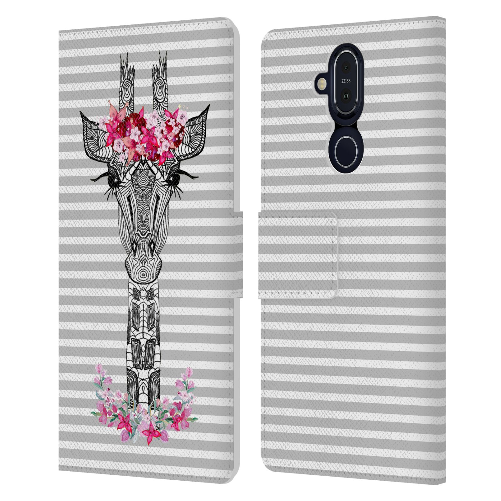 OFFICIAL MONIKA STRIGEL GIRAFFE AND STRIPES LEATHER BOOK CASE FOR NOKIA PHONES - Picture 11 of 15