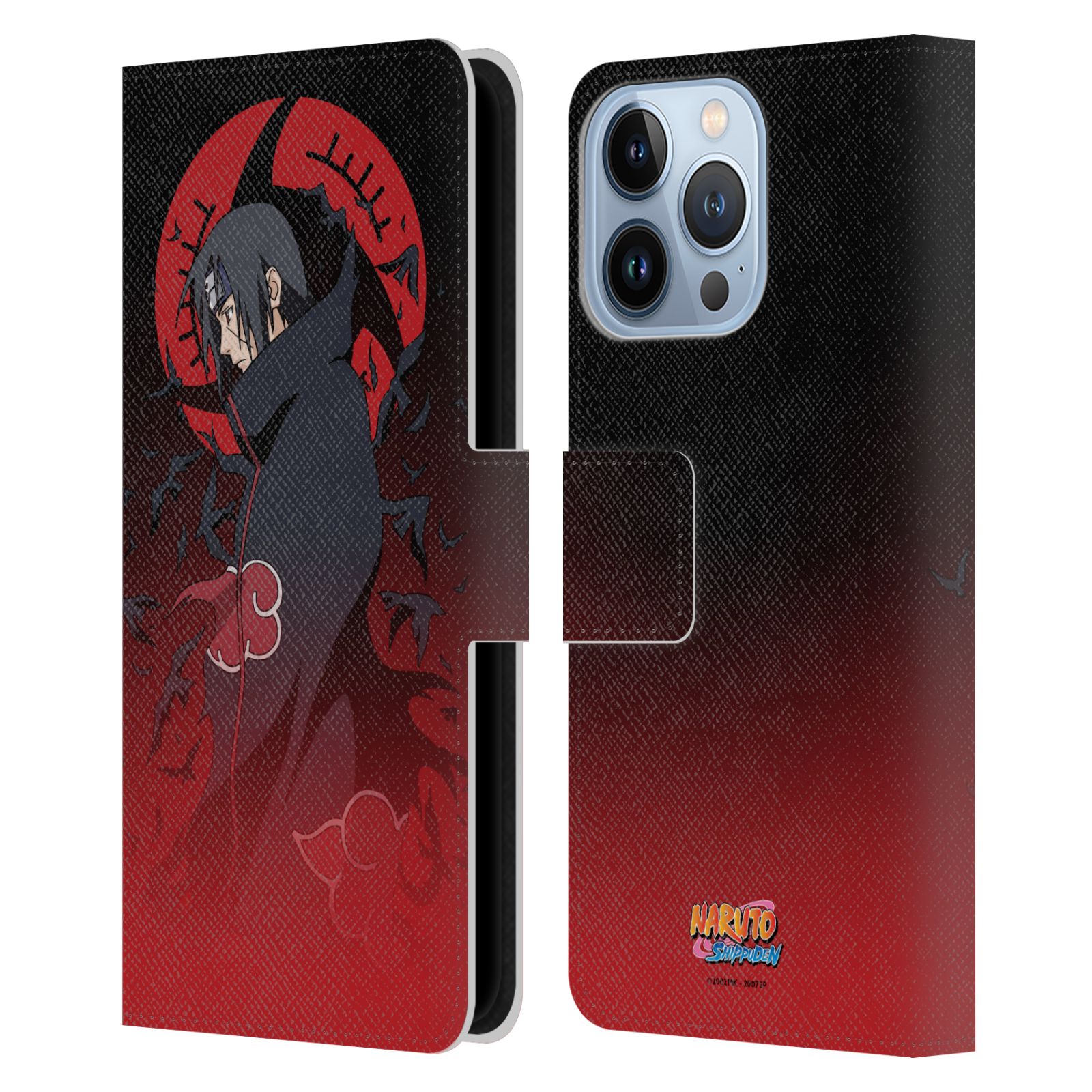 Itachi Crimson Moon Leather Wallet Case for iPhone 13 Pro