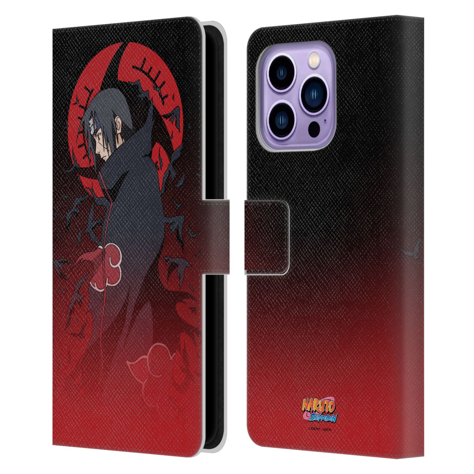 Itachi Crimson Moon Leather Wallet Case for iPhone 14 Pro Max