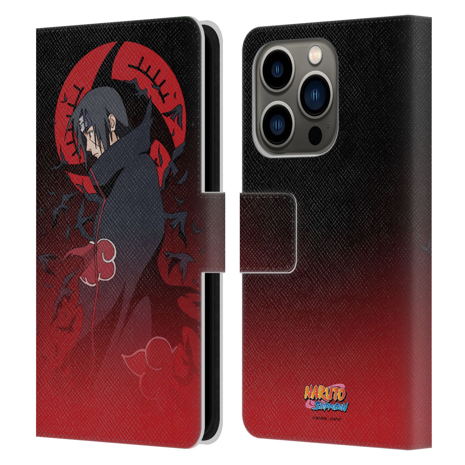 Itachi Crimson Moon Leather Wallet Case for iPhone 14 Pro