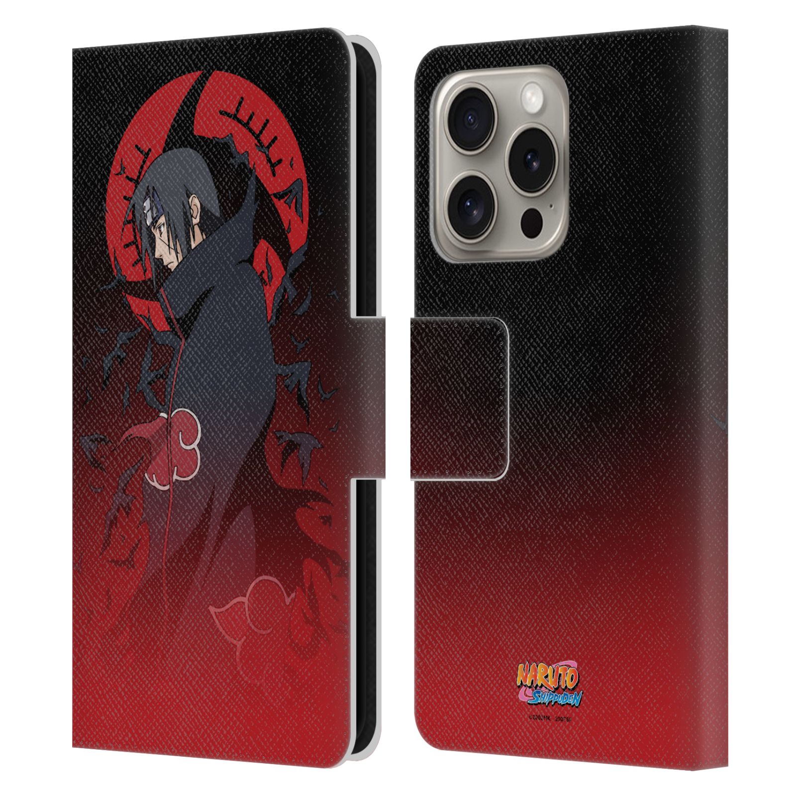 Itachi Crimson Moon Leather Wallet Case for iPhone 16 Pro