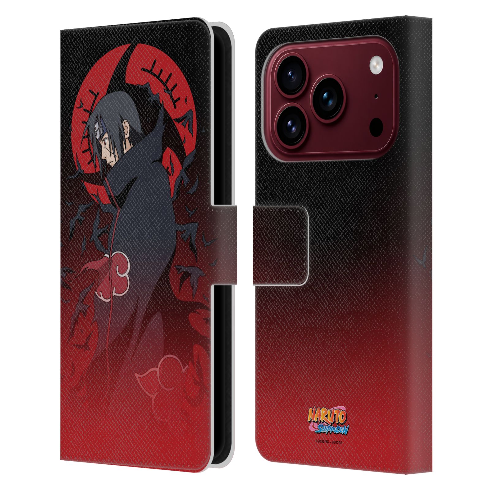 Itachi Crimson Moon Leather Wallet Case for iPhone 18 Pro