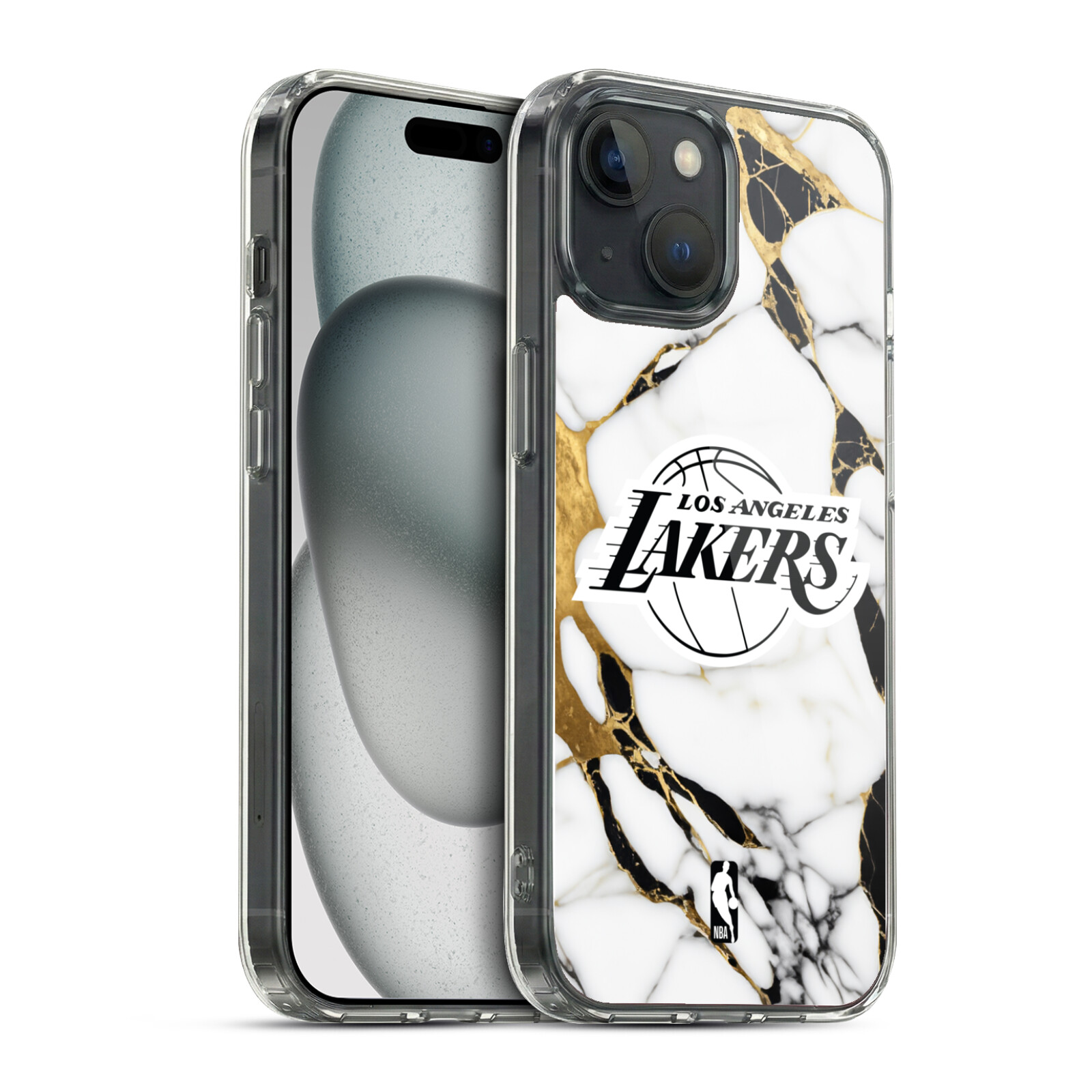 White Marble Hybrid MagSafe Case for iPhone 15