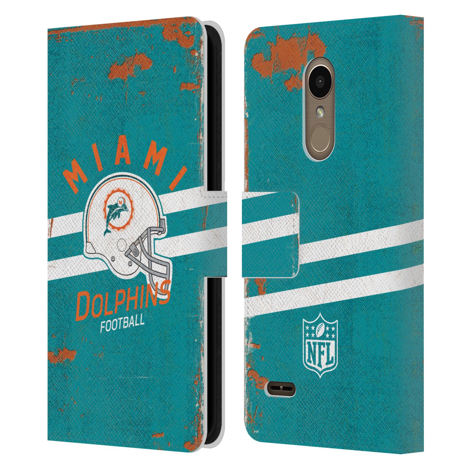 FUNDA BILLETERA OFICIAL DE CUERO CON LOGOTIPO ARTÍSTICO DE LOS DELFINES MIAMI DE LA NFL PARA TELÉFONOS LG 1 - Imagen 7 de 7