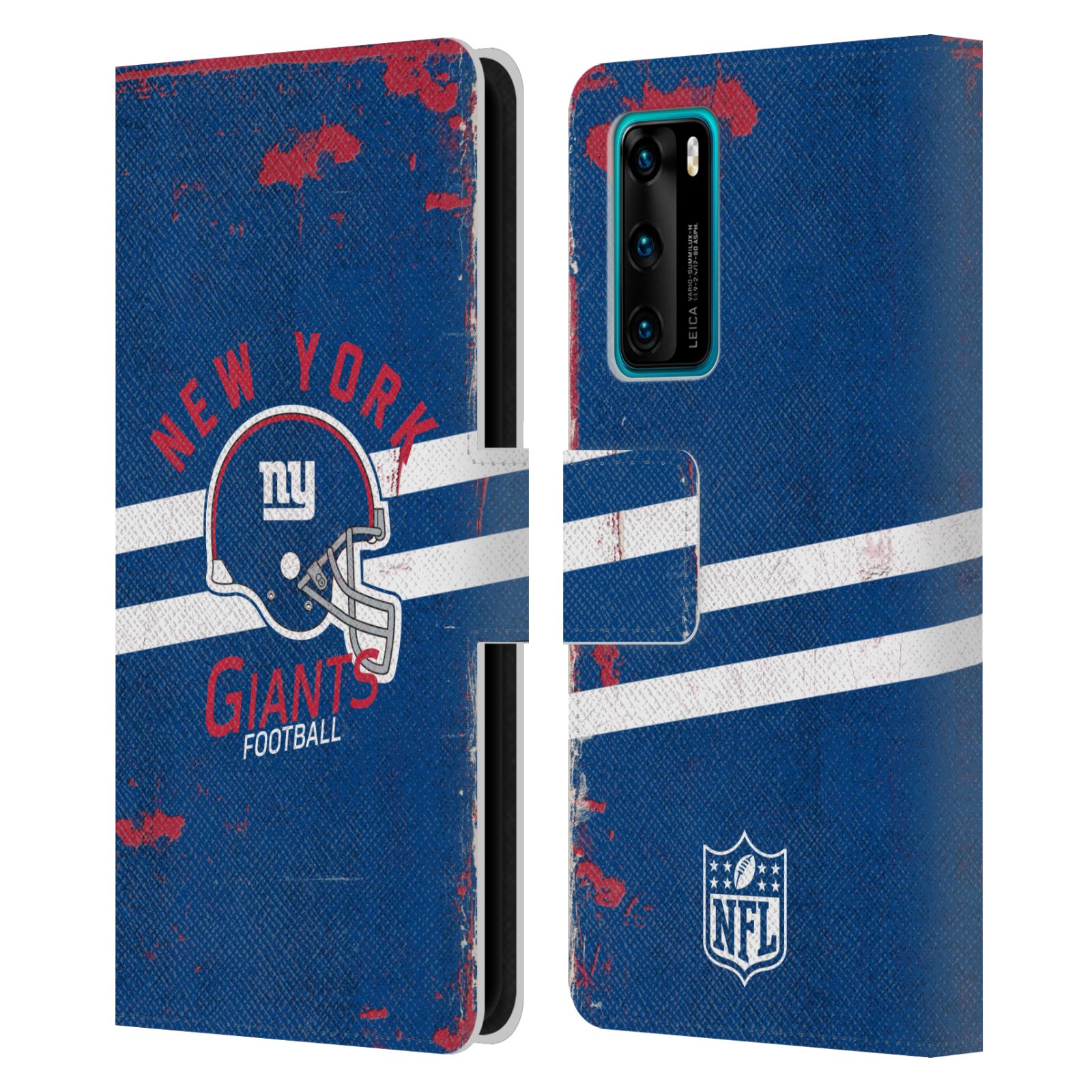 OFFICIAL NFL NEW YORK GIANTS LOGO ART LEATHER BOOK WALLET CASE FOR HUAWEI PHONES - Picture 9 of 10