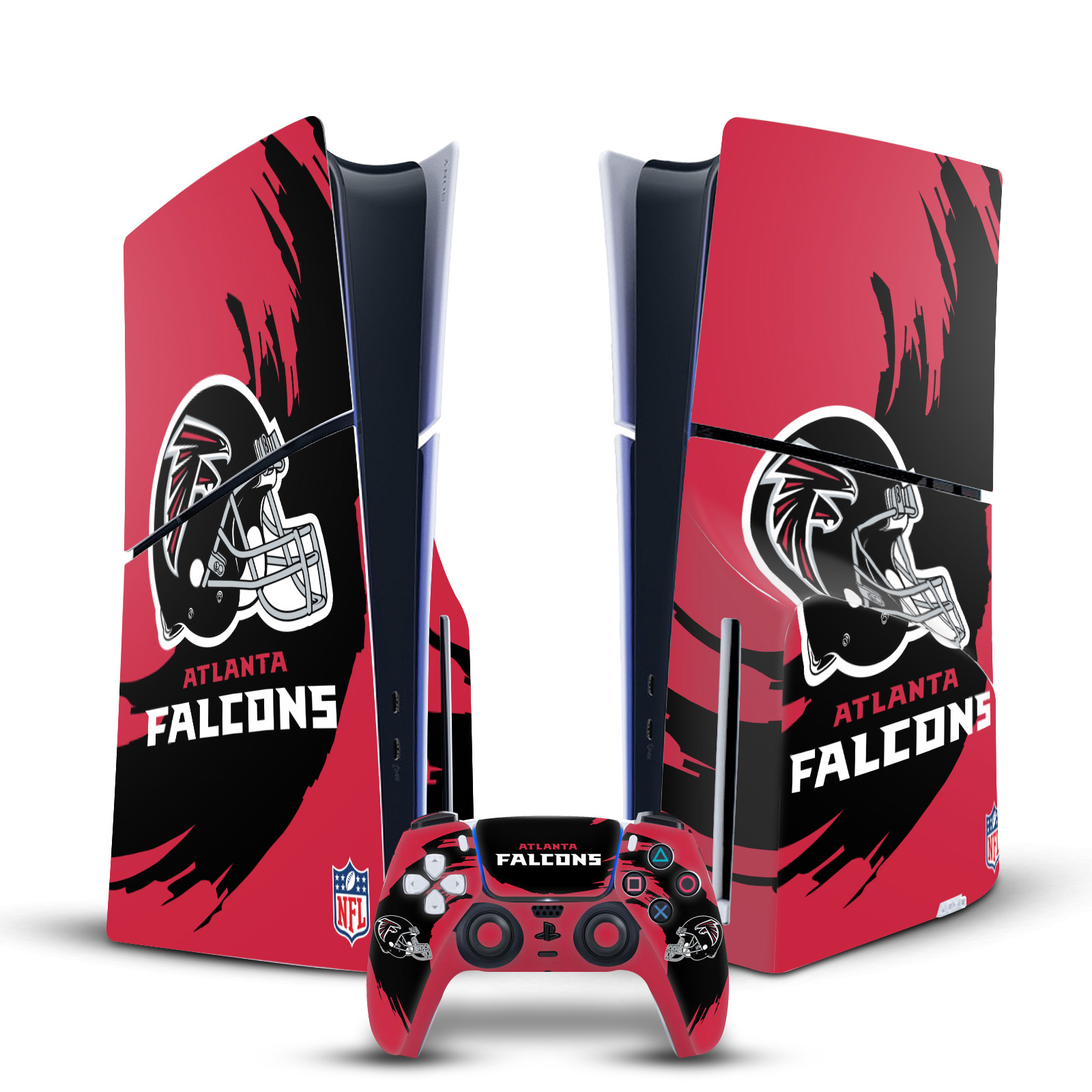 NFL ATLANTA FALCONS VINYL SKIN FOR SONY PS5 SLIM DISC CONSOLE & CONTROLLER