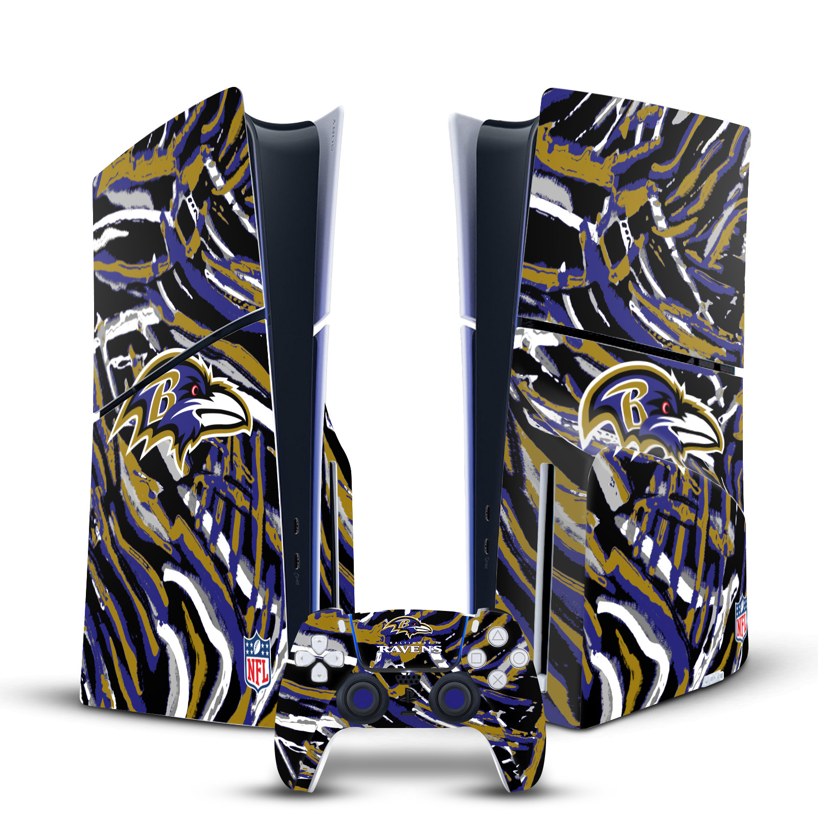 OFFICIAL NFL BALTIMORE RAVENS VINYL SKIN FOR PS5 SLIM DISC CONSOLE & CONTROLLER