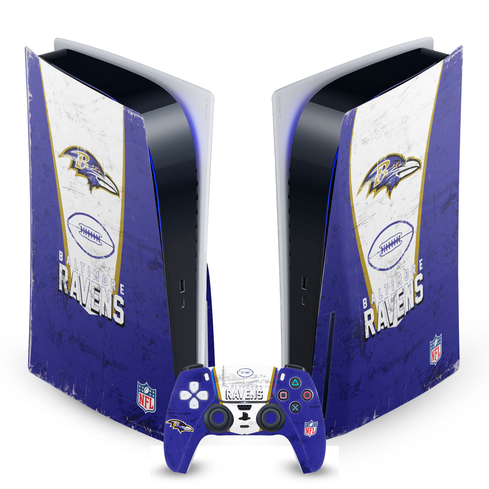 OFFICIAL NFL BALTIMORE RAVENS VINYL SKIN DECAL FOR SONY PS5 DISC EDITION BUNDLE