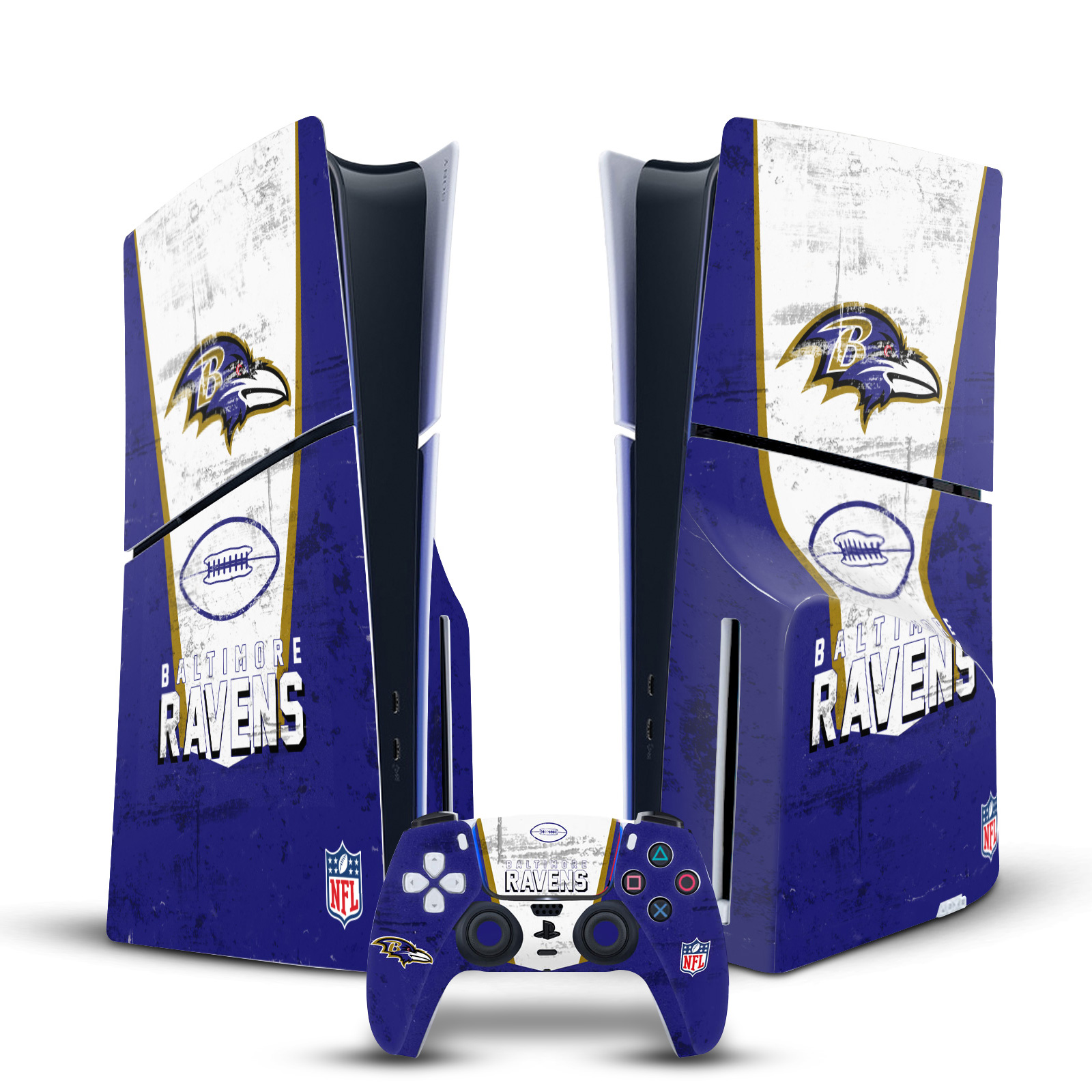 OFFICIAL NFL BALTIMORE RAVENS VINYL SKIN FOR PS5 SLIM DISC CONSOLE & CONTROLLER