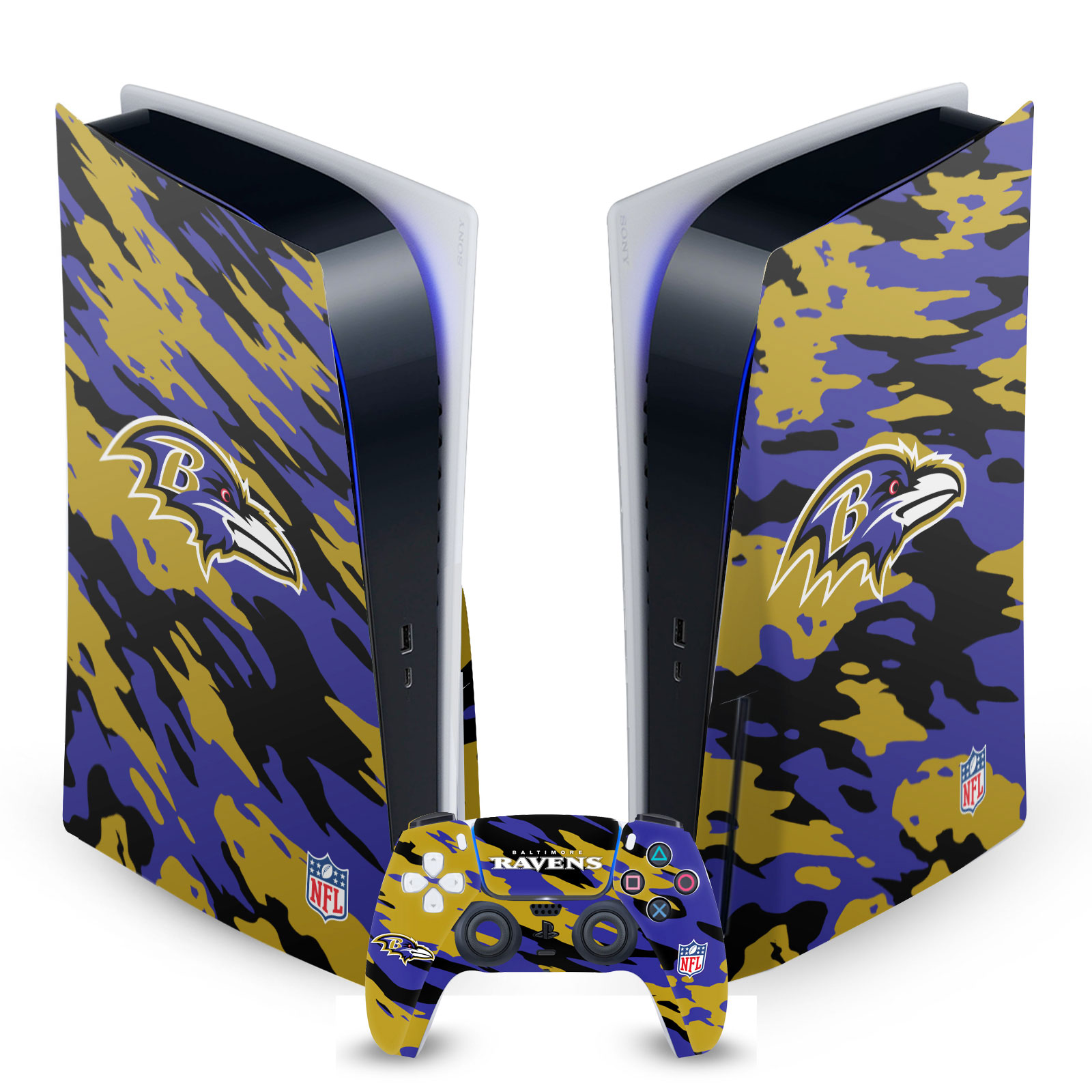 OFFICIAL NFL BALTIMORE RAVENS VINYL SKIN DECAL FOR SONY PS5 DISC EDITION BUNDLE