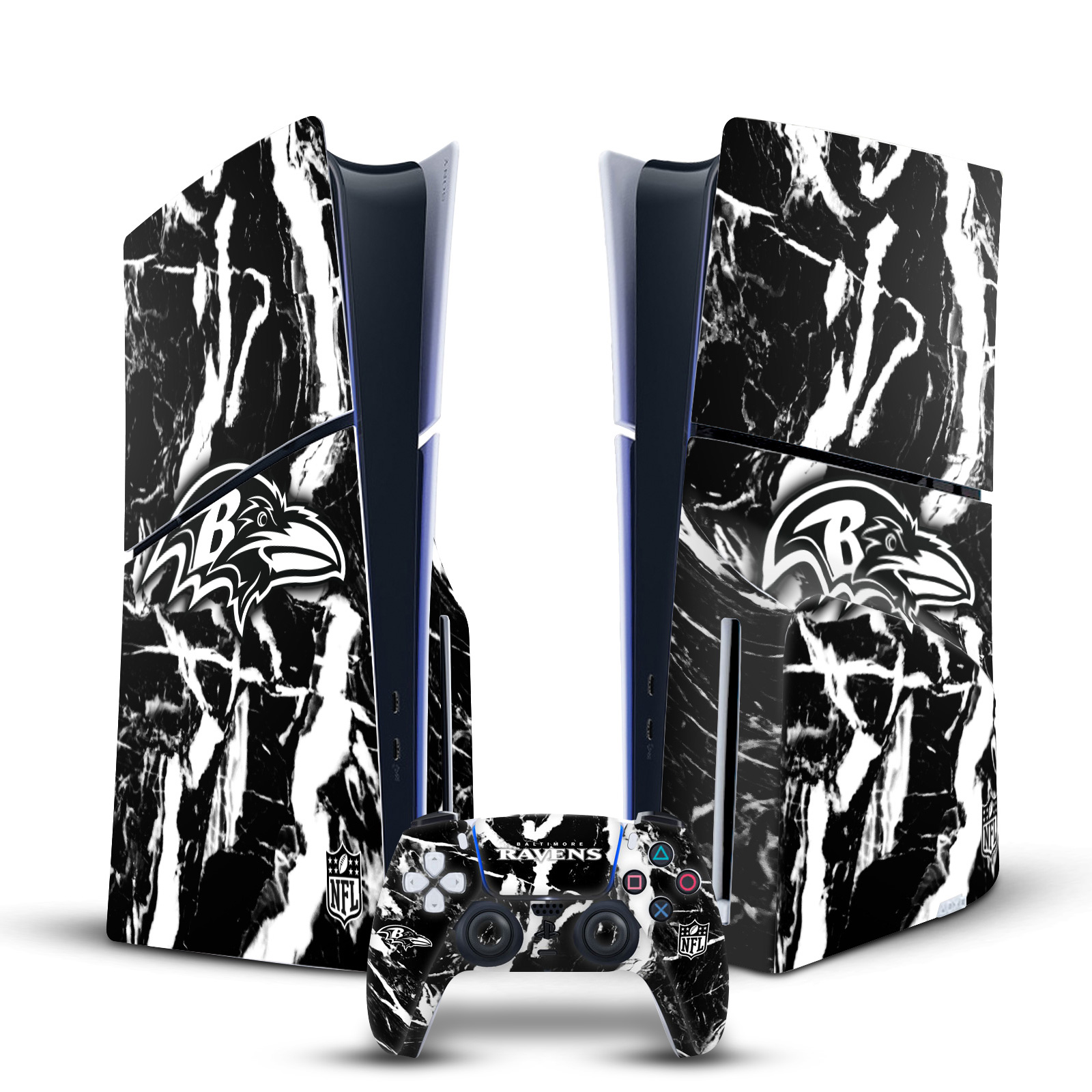 OFFICIAL NFL BALTIMORE RAVENS VINYL SKIN FOR PS5 SLIM DISC CONSOLE & CONTROLLER