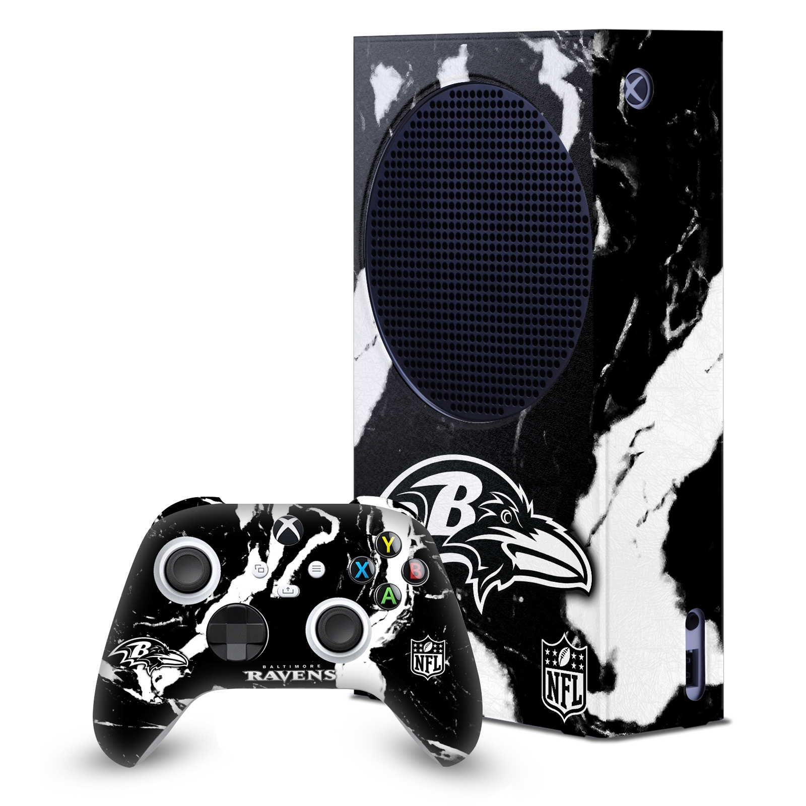 OFFICIAL NFL BALTIMORE RAVENS CONSOLE WRAP AND CONTROLLER SKIN FOR XBOX SERIES S