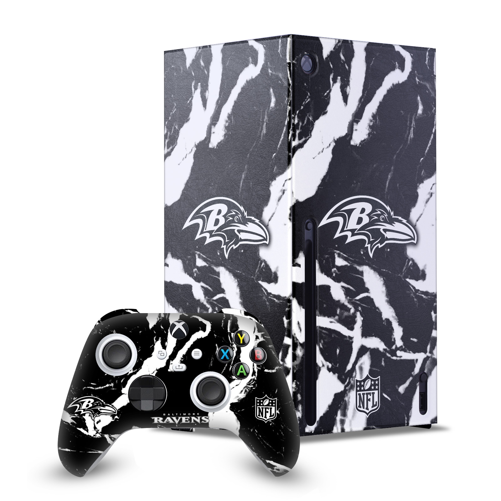 OFFICIAL NFL BALTIMORE RAVENS CONSOLE WRAP AND CONTROLLER SKIN FOR XBOX SERIES X