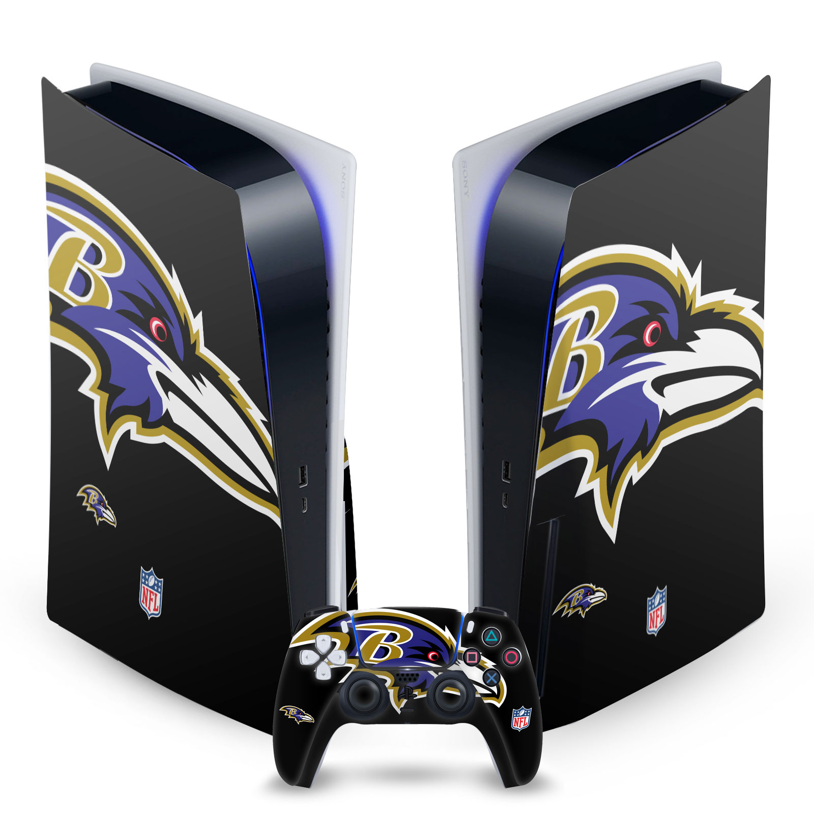 OFFICIAL NFL BALTIMORE RAVENS VINYL SKIN DECAL FOR SONY PS5 DISC EDITION BUNDLE