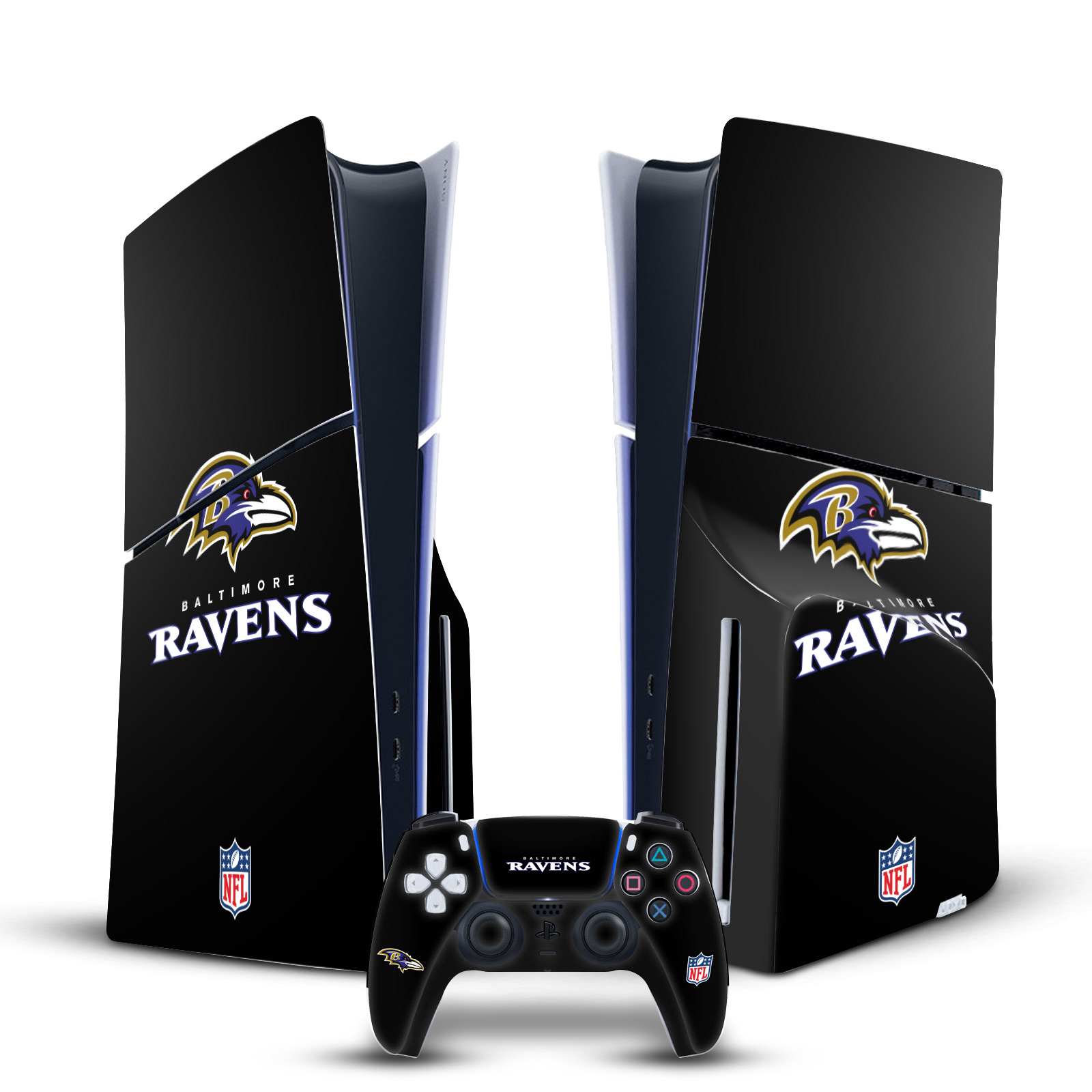 OFFICIAL NFL BALTIMORE RAVENS VINYL SKIN FOR PS5 SLIM DISC CONSOLE & CONTROLLER