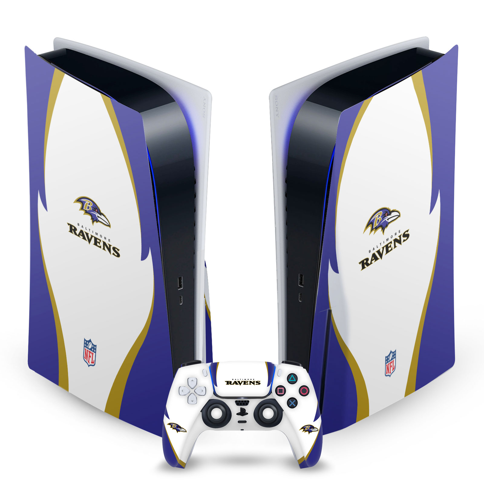 OFFICIAL NFL BALTIMORE RAVENS VINYL SKIN DECAL FOR SONY PS5 DISC EDITION BUNDLE