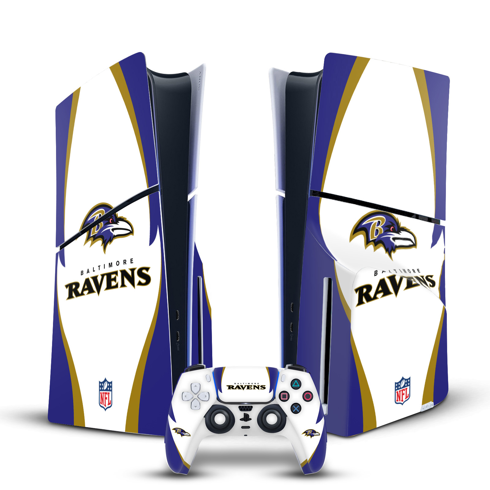 OFFICIAL NFL BALTIMORE RAVENS VINYL SKIN FOR PS5 SLIM DISC CONSOLE & CONTROLLER