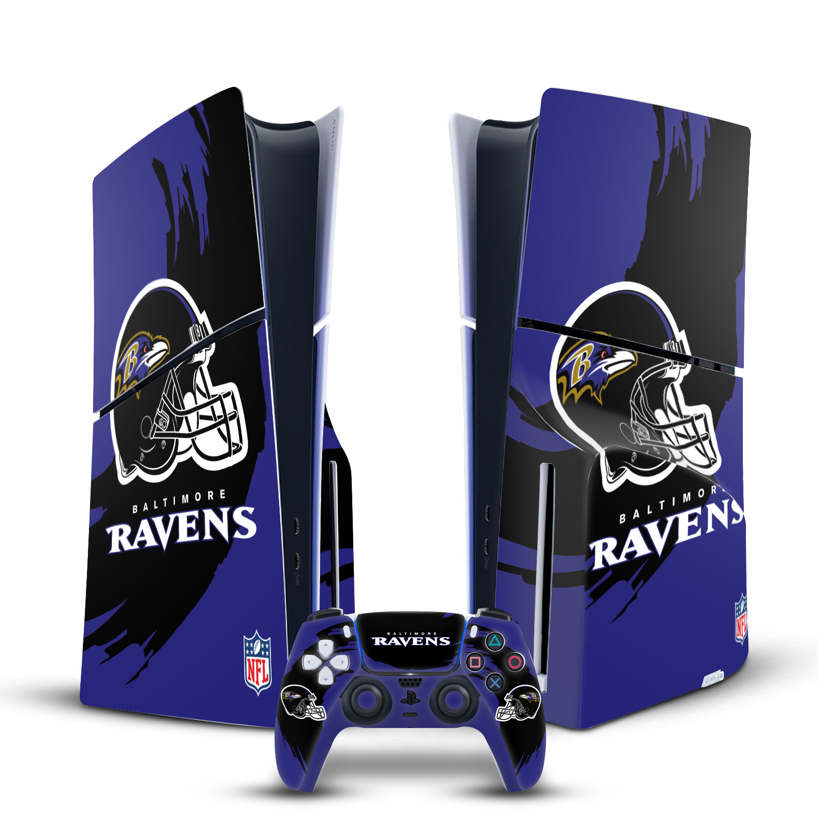 OFFICIAL NFL BALTIMORE RAVENS VINYL SKIN FOR PS5 SLIM DISC CONSOLE & CONTROLLER