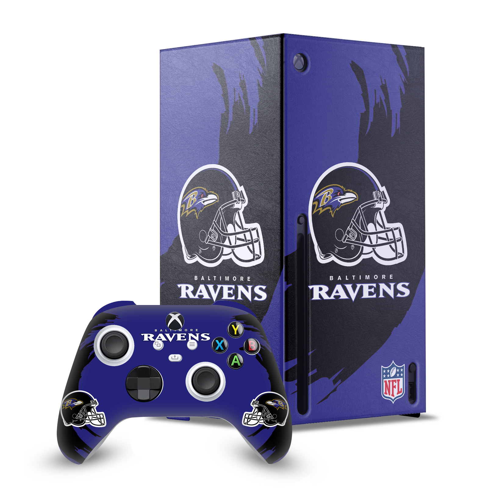 OFFICIAL NFL BALTIMORE RAVENS CONSOLE WRAP AND CONTROLLER SKIN FOR XBOX SERIES X