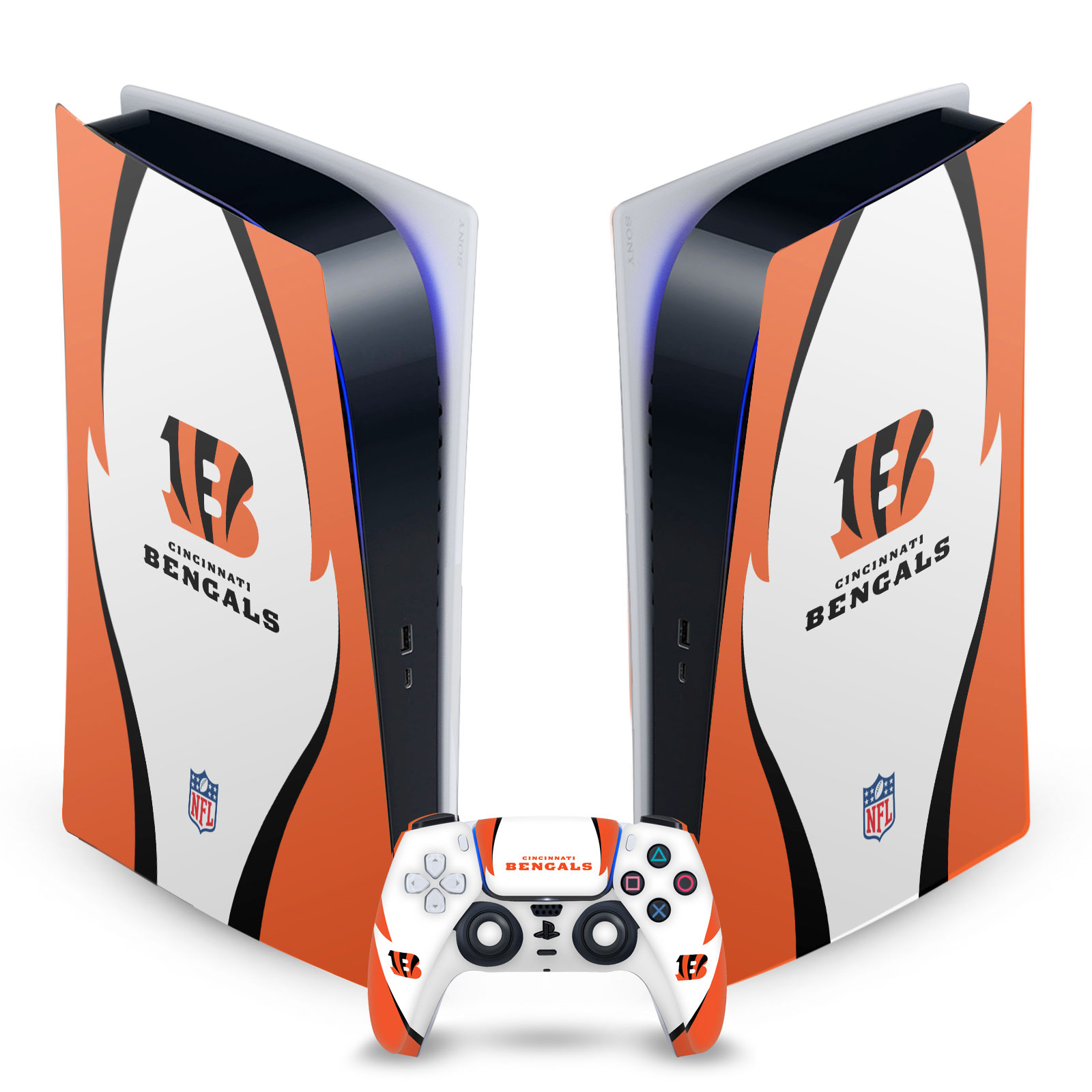 OFFICIAL NFL CINCINNATI BENGALS VINYL SKIN FOR SONY PS5 DIGITAL EDITION BUNDLE