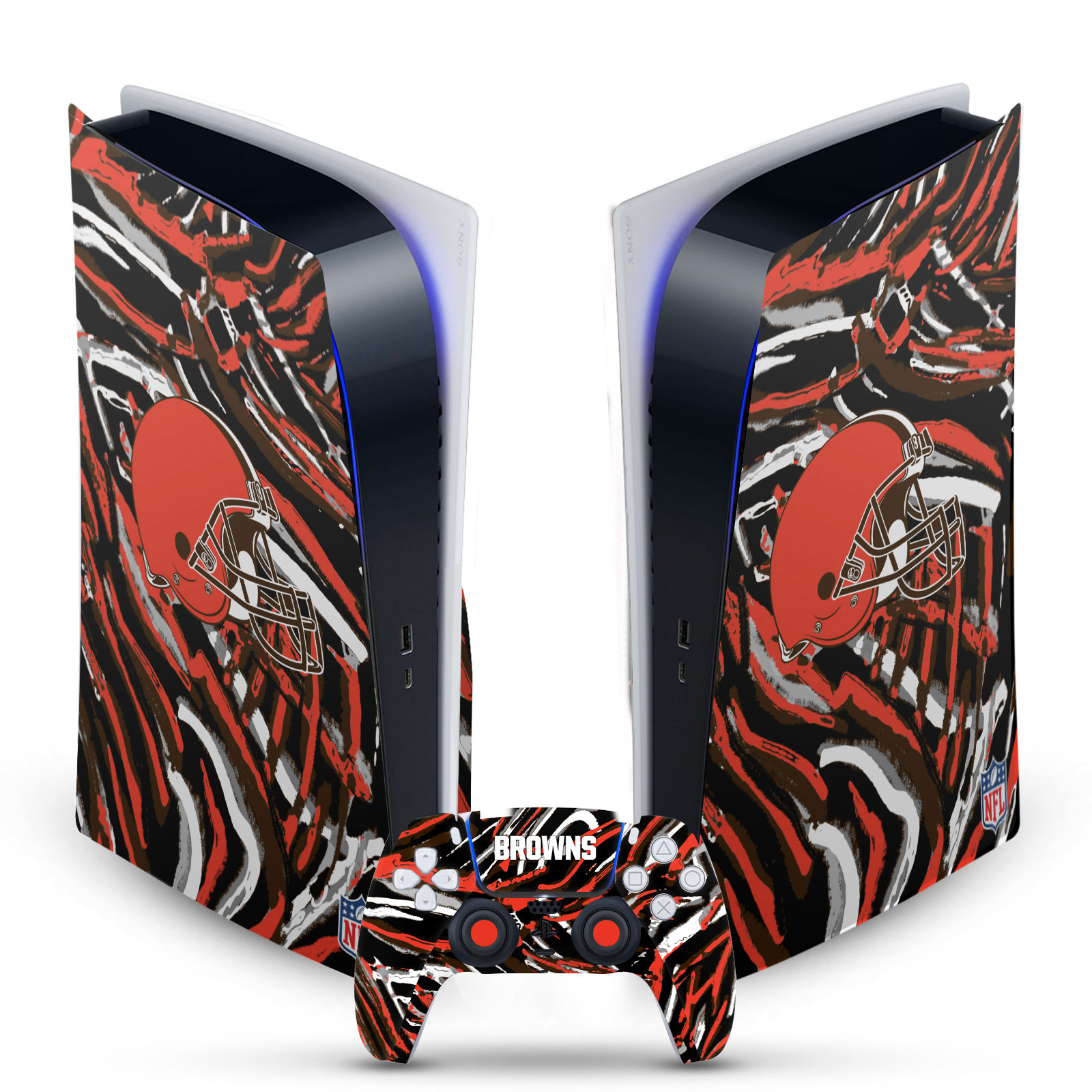 OFFICIAL NFL CLEVELAND BROWNS VINYL SKIN FOR SONY PS5 DIGITAL EDITION BUNDLE