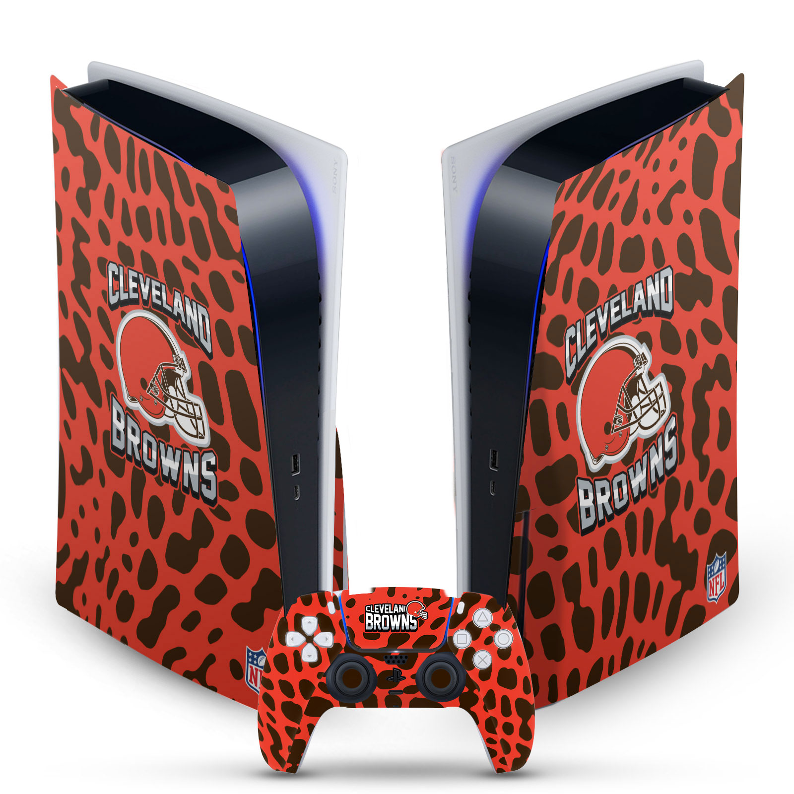 OFFICIAL NFL CLEVELAND BROWNS VINYL SKIN DECAL FOR SONY PS5 DISC EDITION BUNDLE