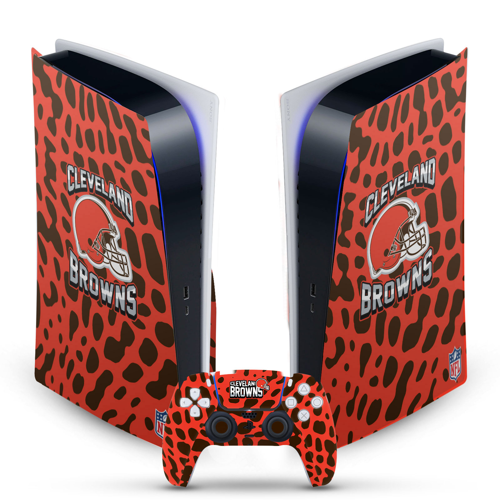 OFFICIAL NFL CLEVELAND BROWNS VINYL SKIN FOR SONY PS5 DIGITAL EDITION BUNDLE