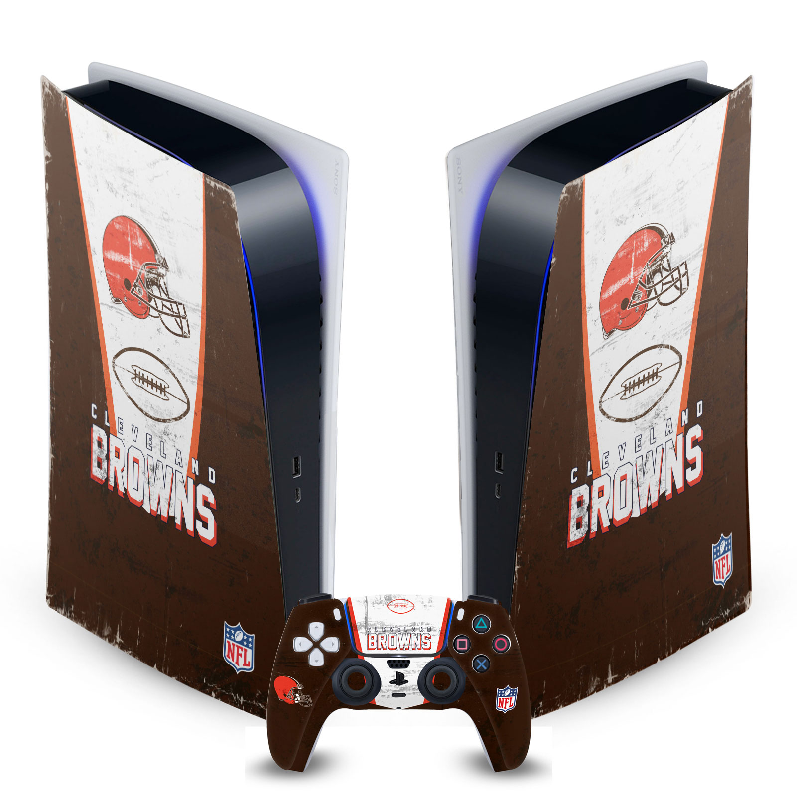 OFFICIAL NFL CLEVELAND BROWNS VINYL SKIN FOR SONY PS5 DIGITAL EDITION BUNDLE