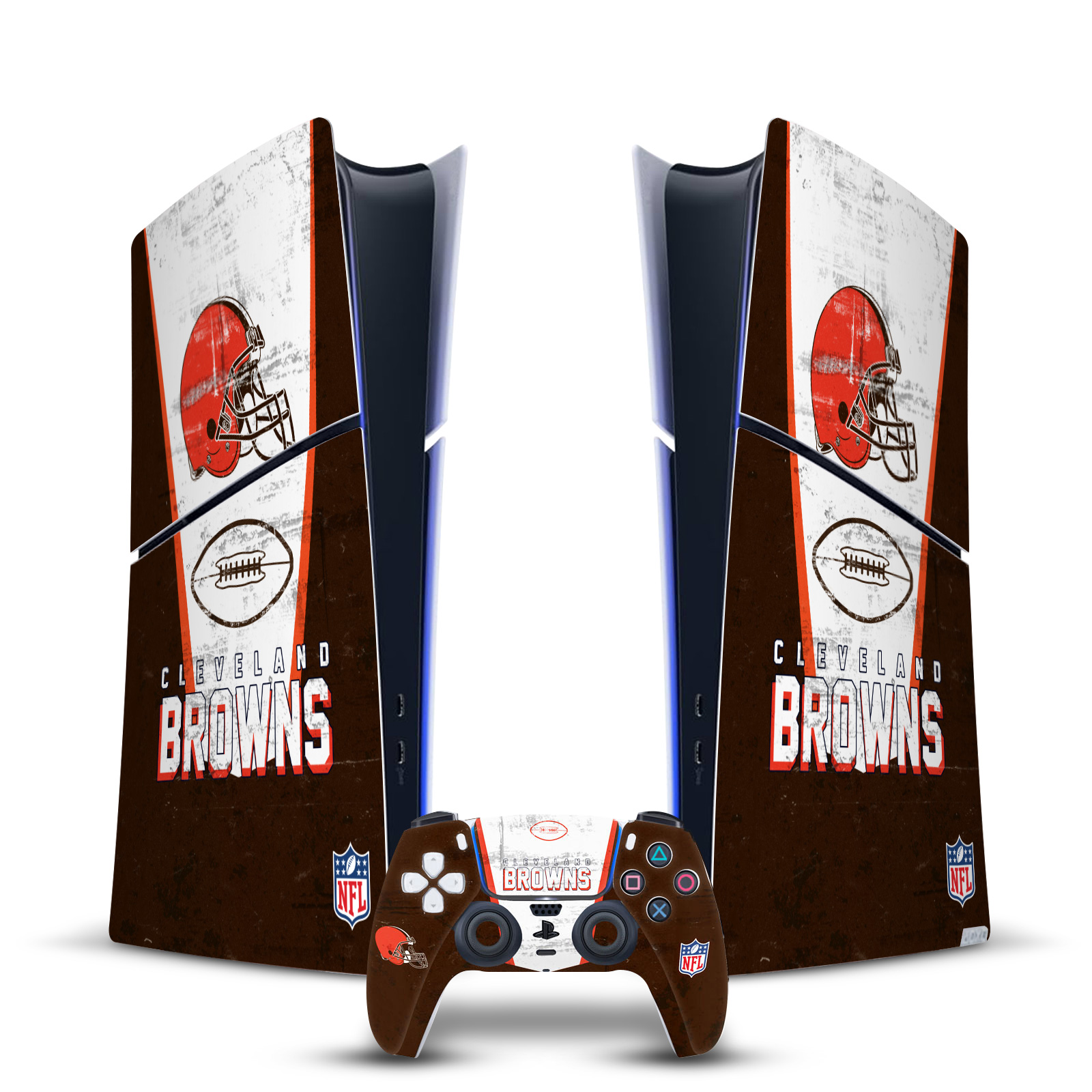 NFL CLEVELAND BROWNS VINYL SKIN DECAL FOR PS5 SLIM DIGITAL CONSOLE & CONTROLLER