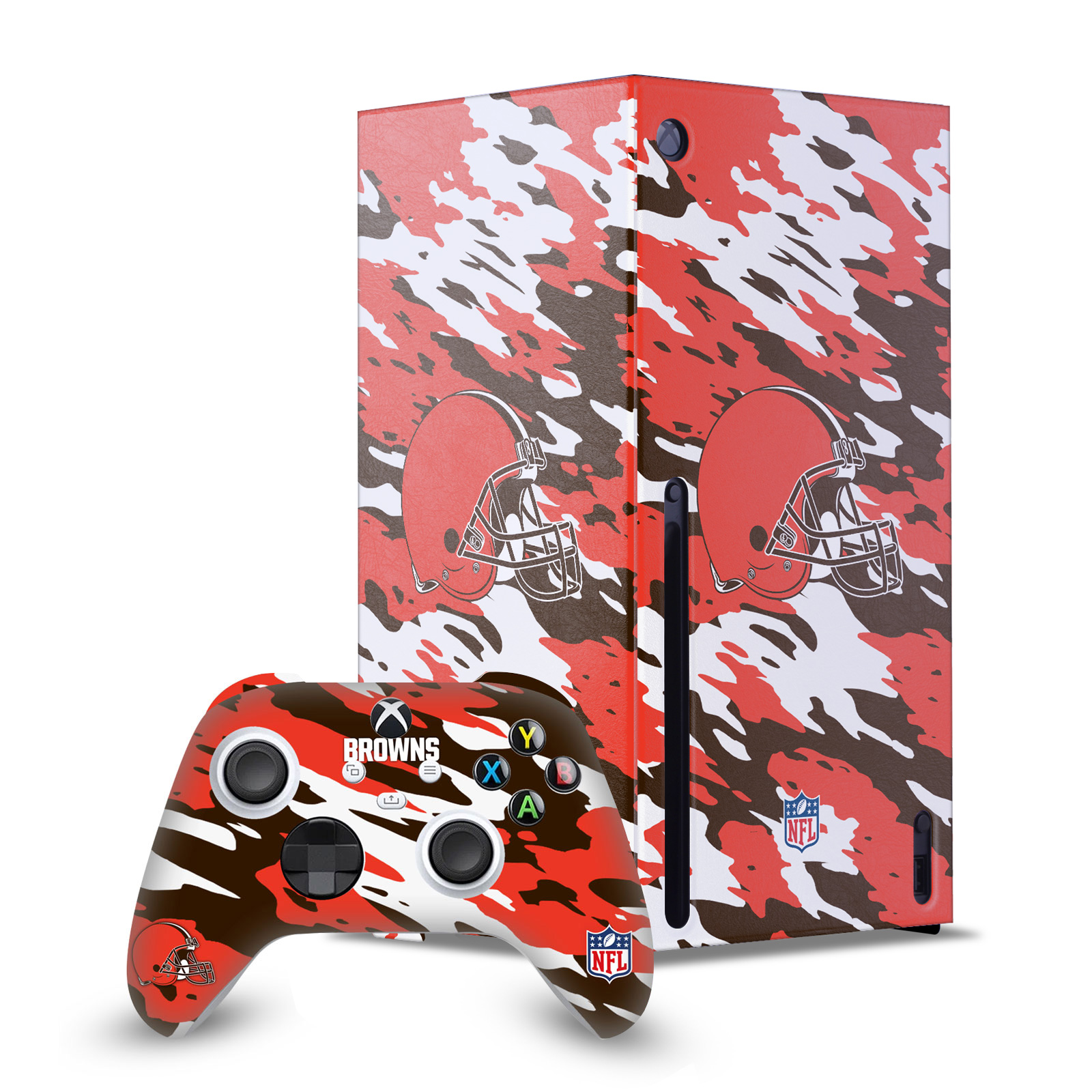 OFFICIAL NFL CLEVELAND BROWNS CONSOLE WRAP AND CONTROLLER SKIN FOR XBOX SERIES X