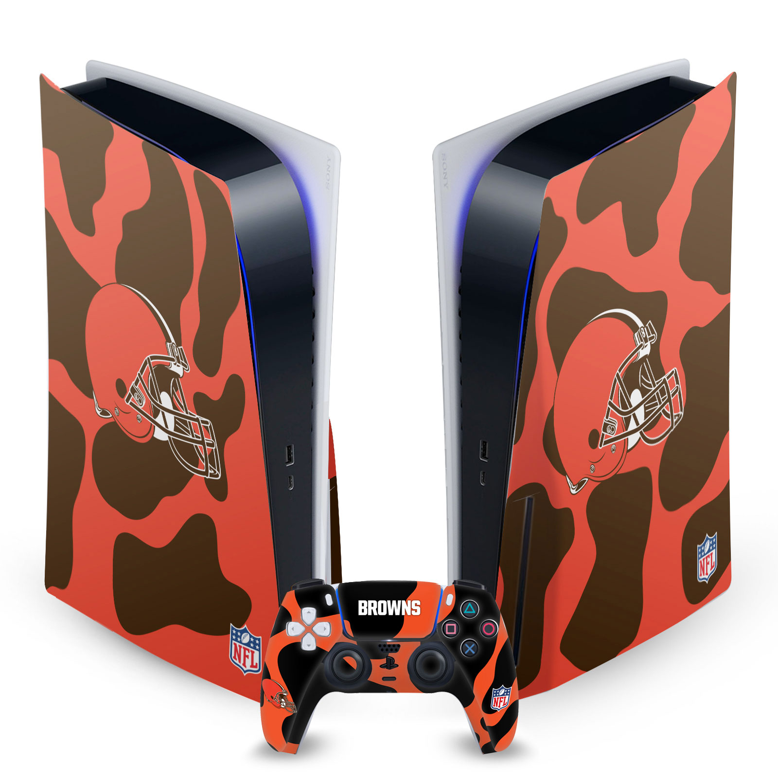 OFFICIAL NFL CLEVELAND BROWNS VINYL SKIN DECAL FOR SONY PS5 DISC EDITION BUNDLE