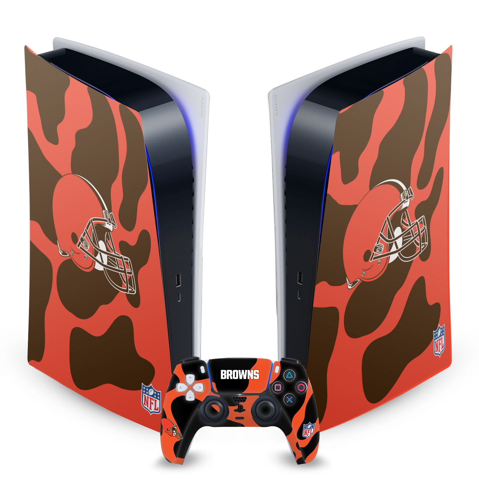 OFFICIAL NFL CLEVELAND BROWNS VINYL SKIN FOR SONY PS5 DIGITAL EDITION BUNDLE